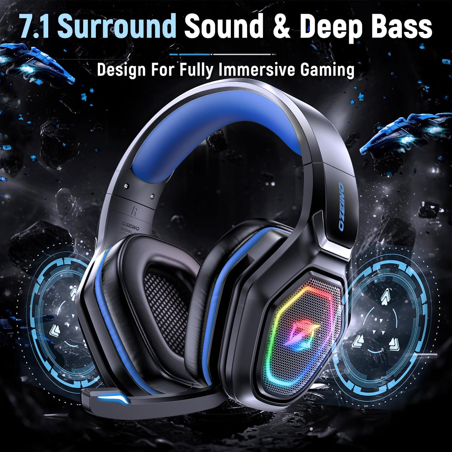 Ozeino Wireless Gaming Headset for PC, Ps5, Ps4 -USB & Type-C