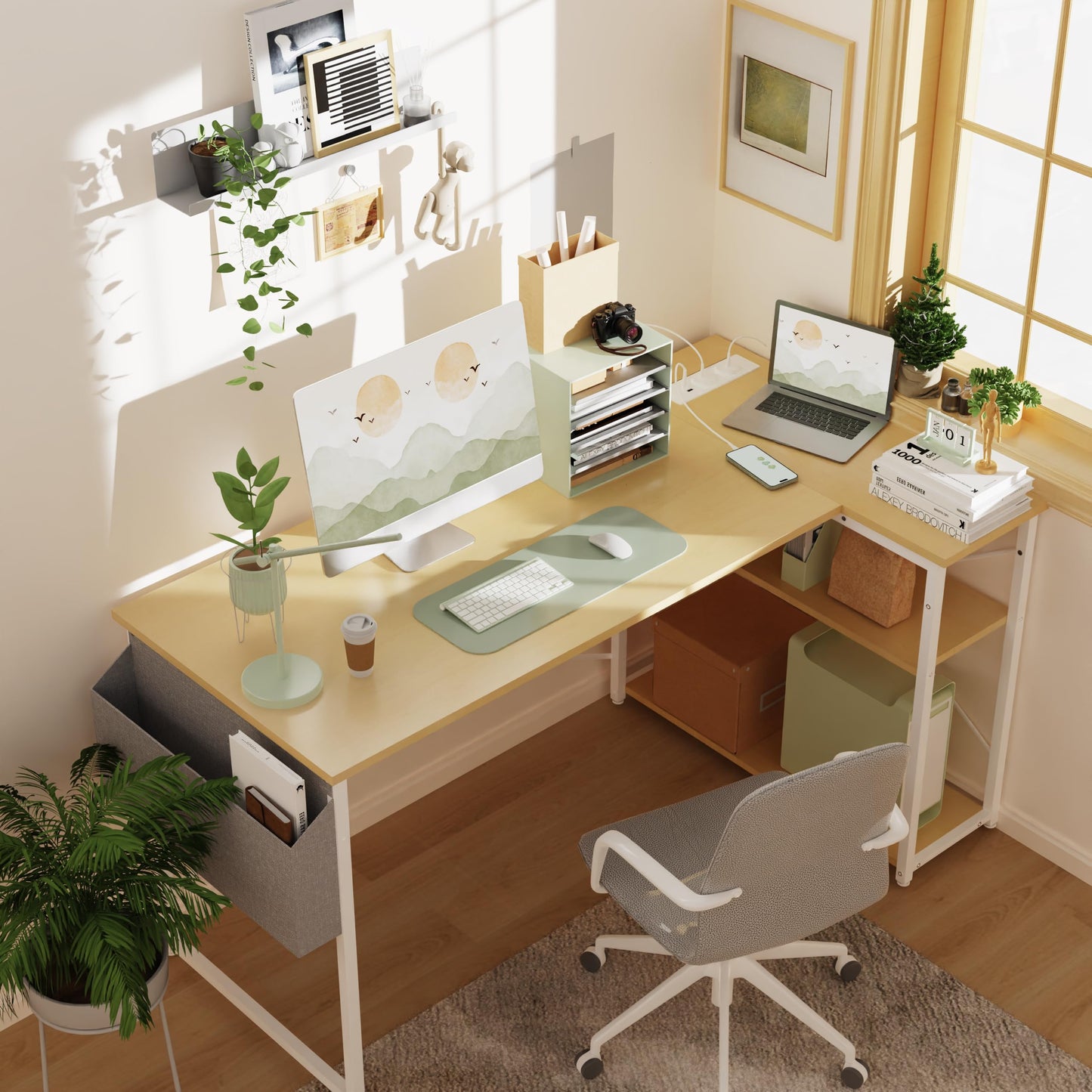 BEXEVUE Computer Desk with Power Outlets