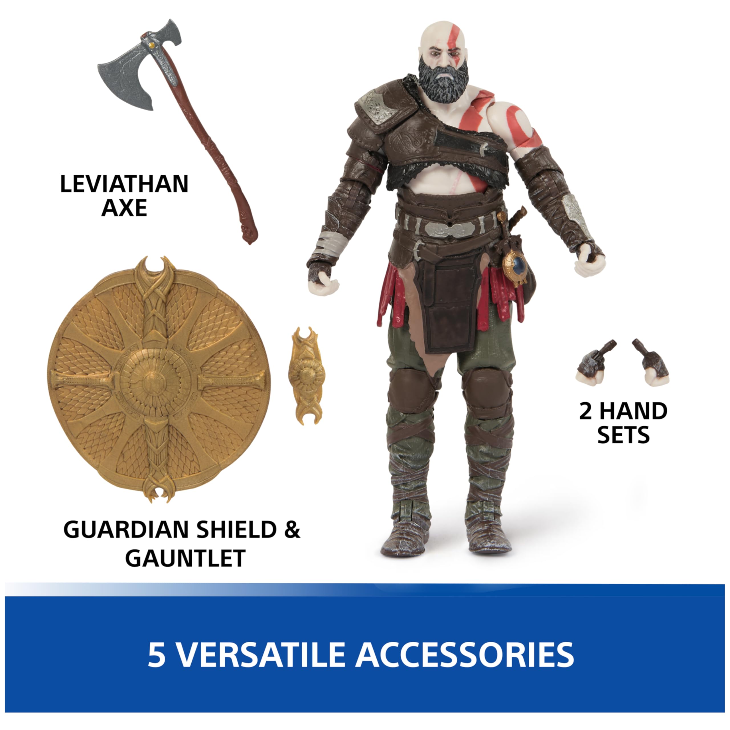 PlayStation God of War Ragnarök, 6” Kratos Action Figure with 5 Accessories, The Shapes Collection, for PS5 Fans & Collectors Ages 17+ - craques