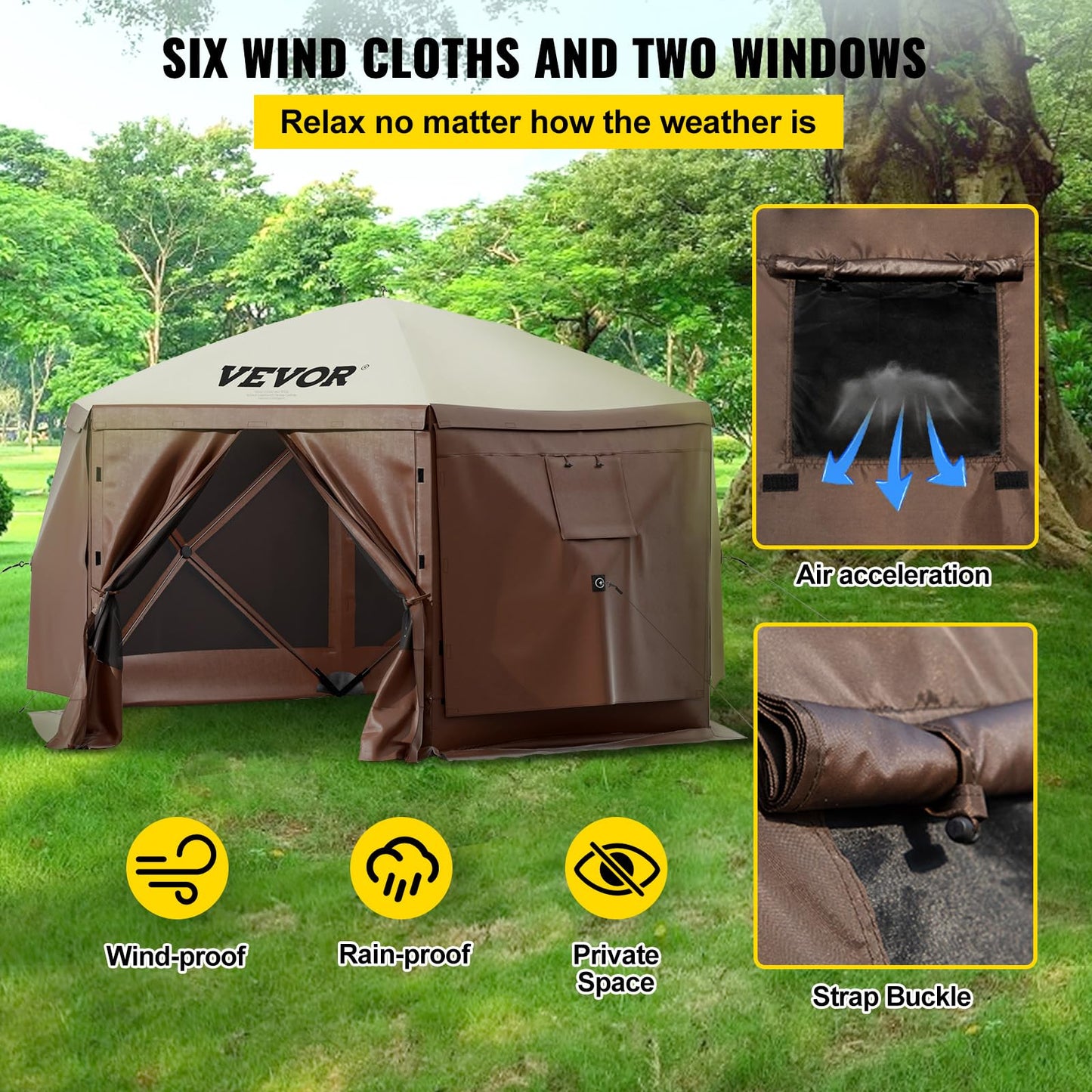 VEVOR Camping Gazebo Tent, 12'x12'