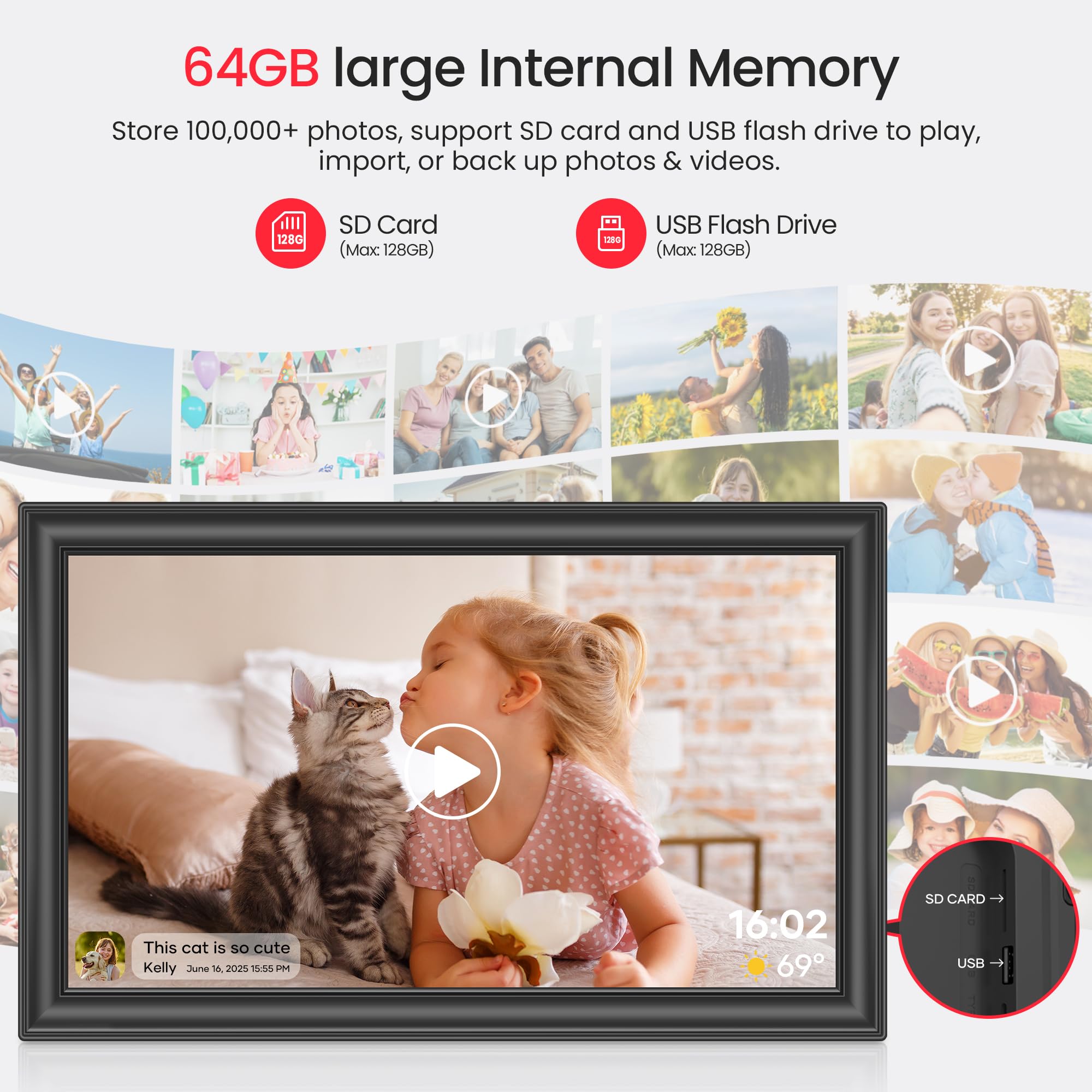 Craques Frameo WiFi Digital Picture Frame with Wood Finish craques