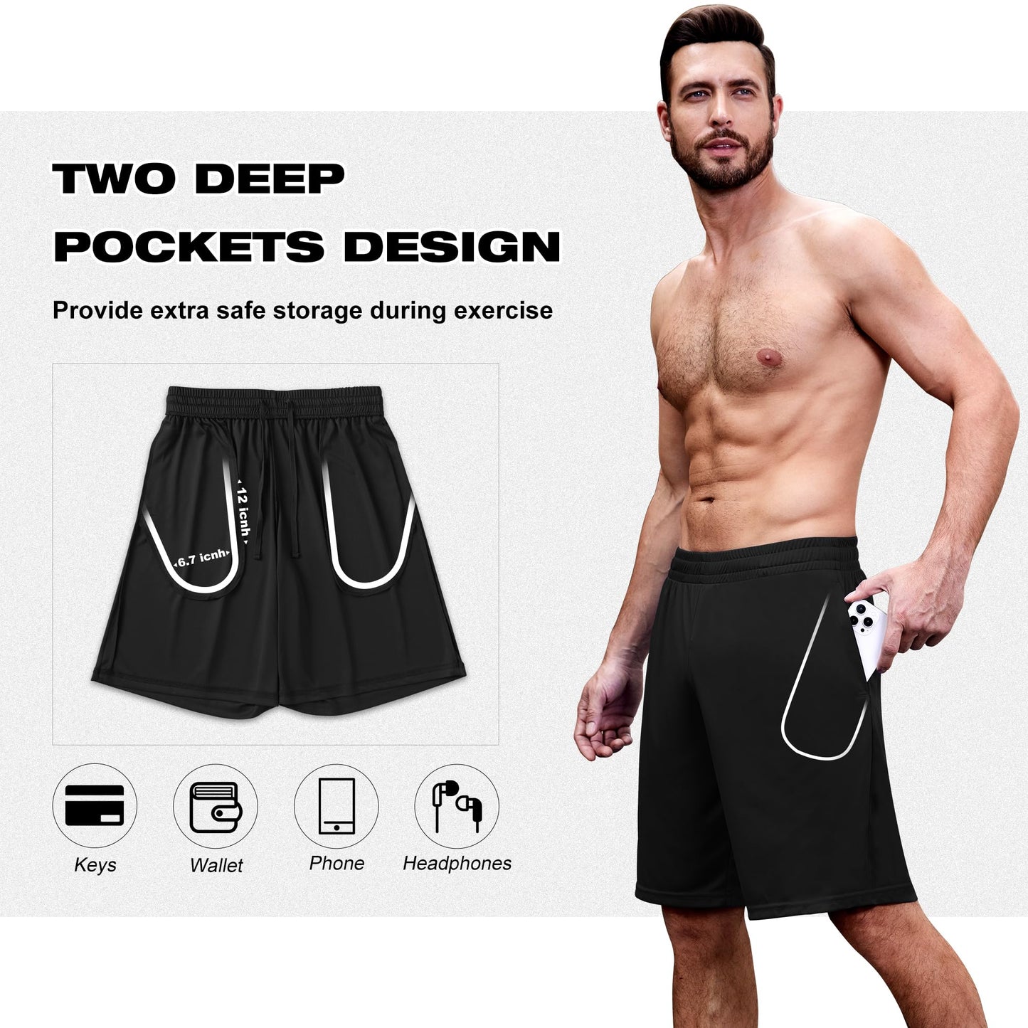 Men's Workout Shorts Gym Athletic Running Shorts