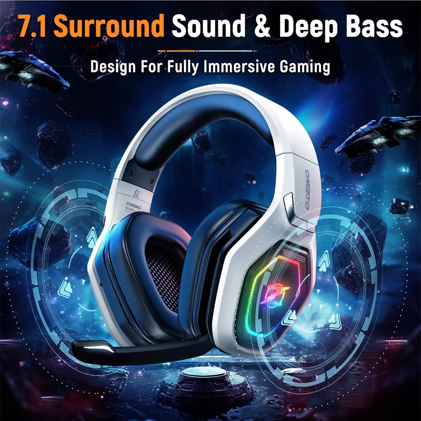 Ozeino Wireless Gaming Headset for PC, Ps5, Ps4 -USB & Type-C