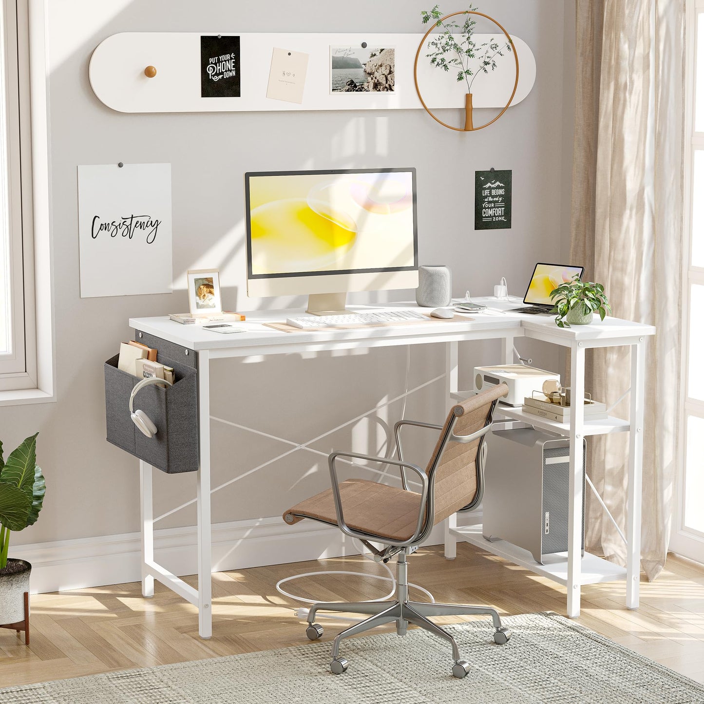 BEXEVUE Computer Desk with Power Outlets