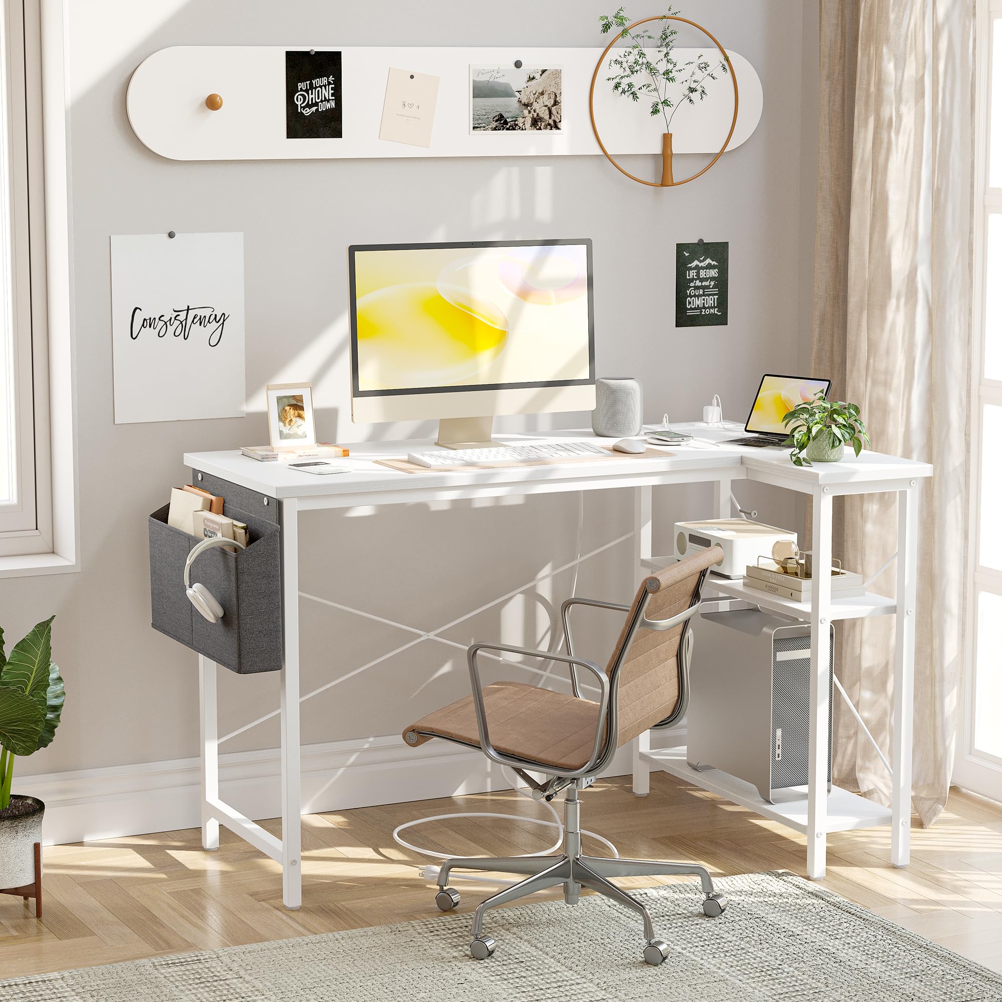 BEXEVUE Computer Desk with Power Outlets - craques