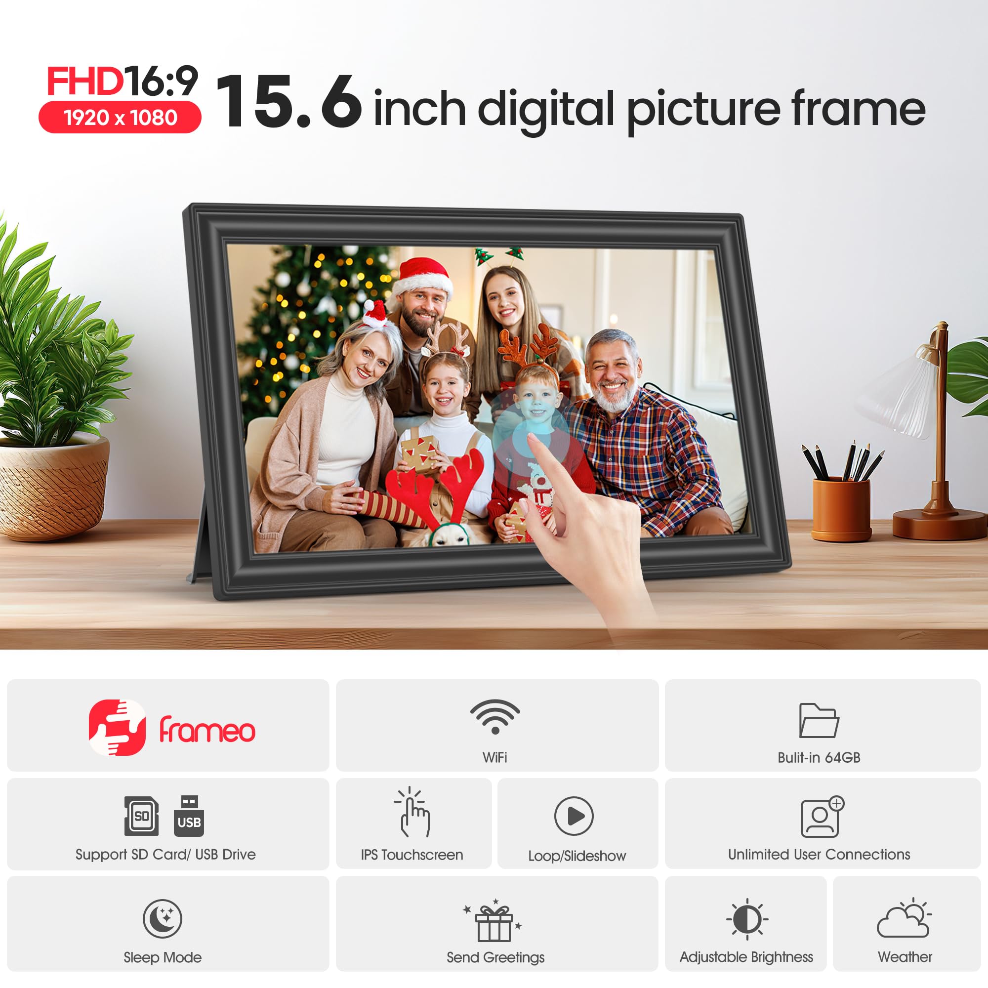 Craques Frameo WiFi Digital Picture Frame with Wood Finish craques