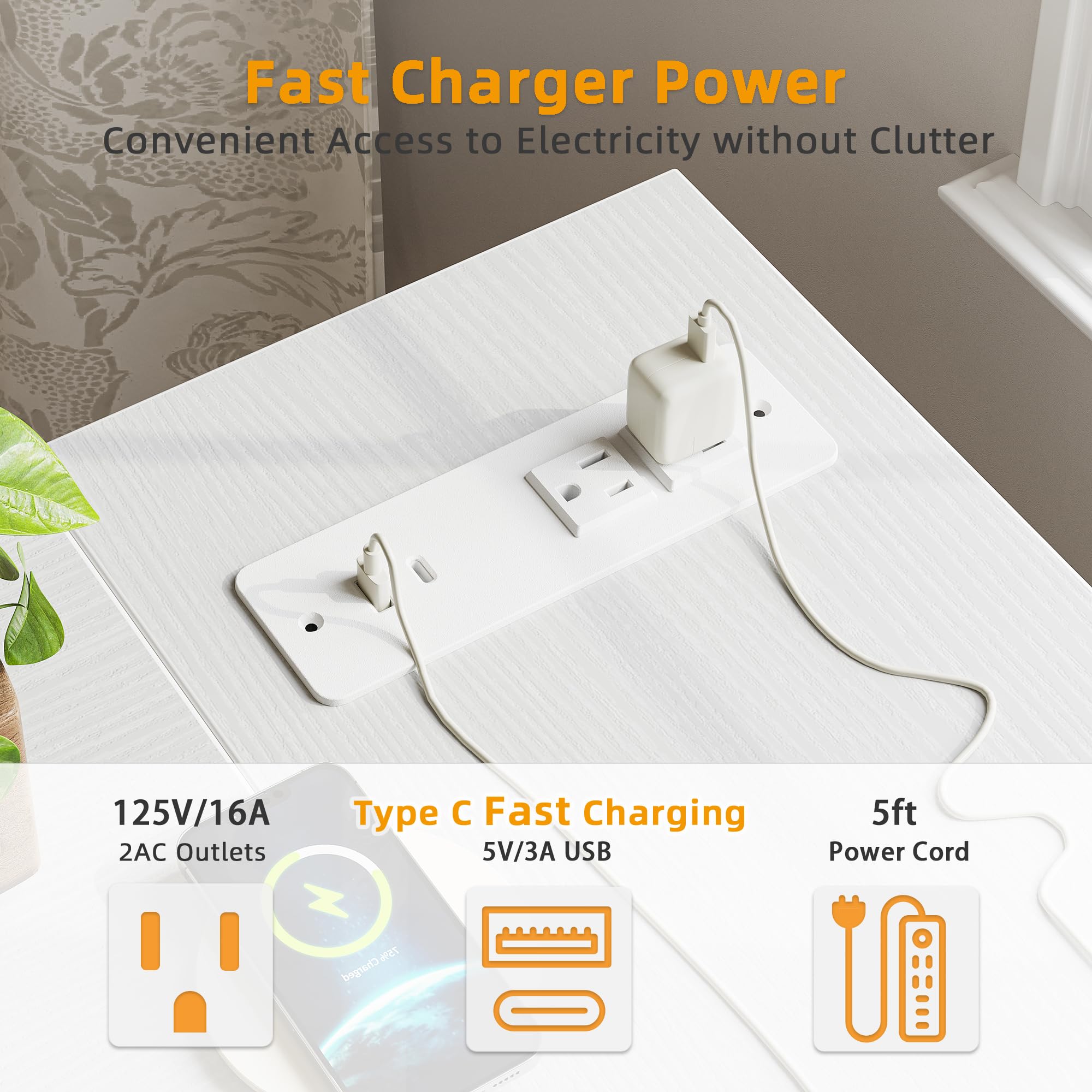 BEXEVUE Computer Desk with Power Outlets - craques