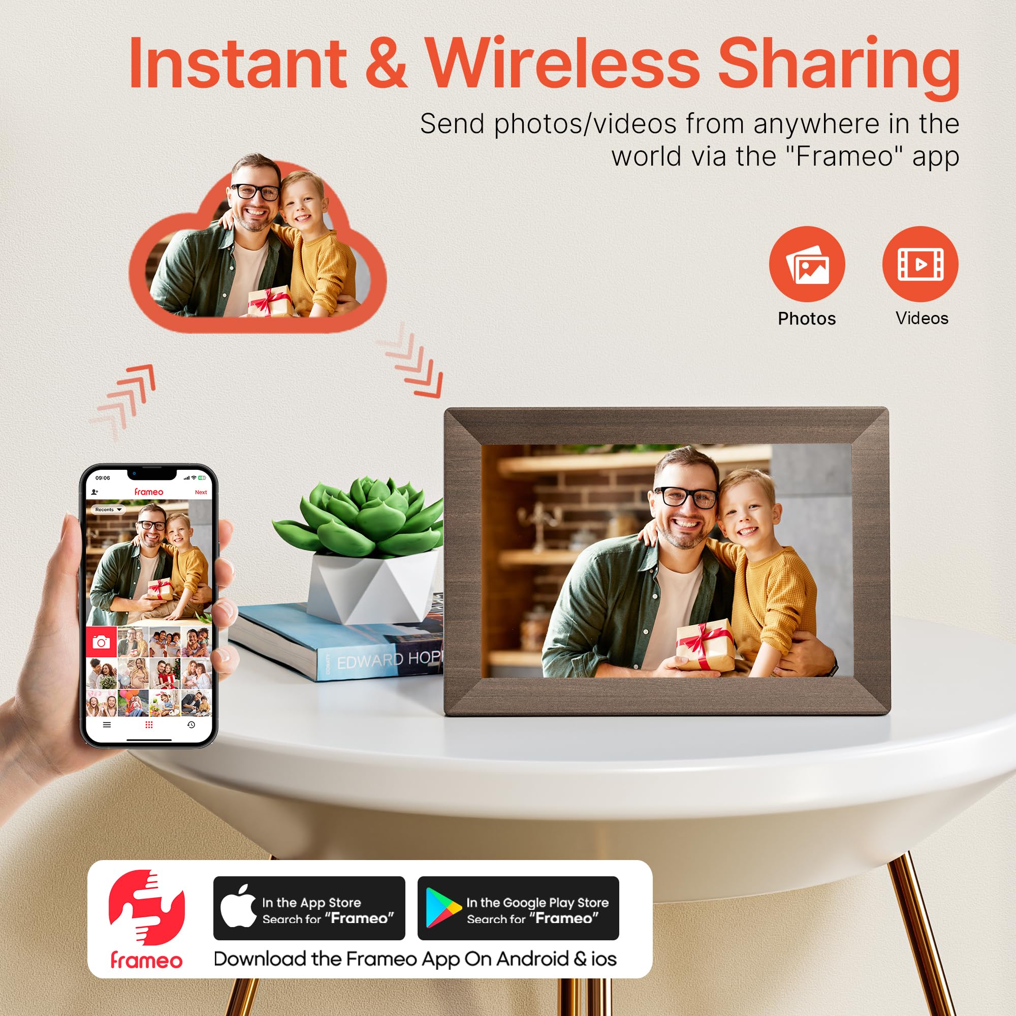 Craques Frameo WiFi Digital Picture Frame with Wood Finish craques