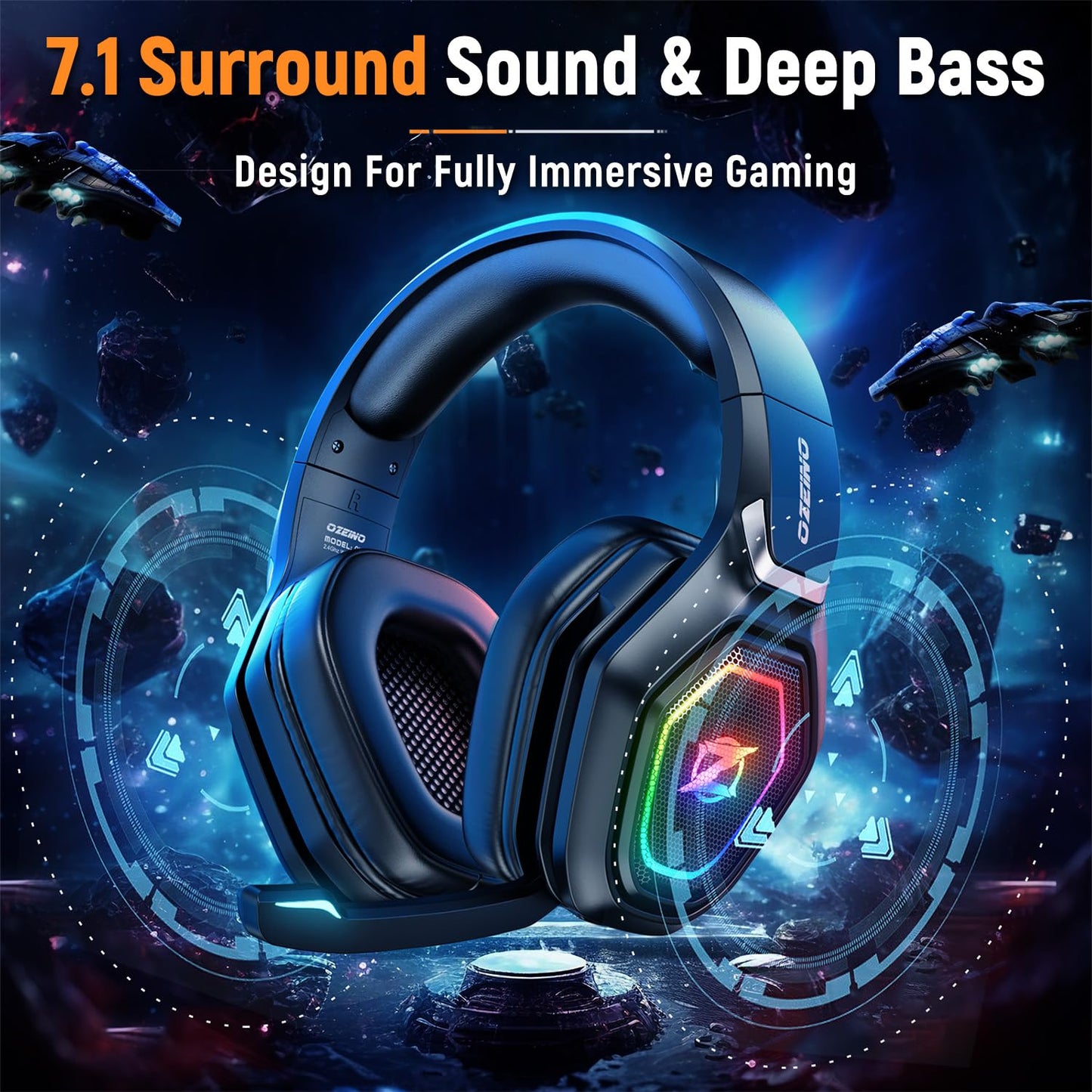 Ozeino Wireless Gaming Headset for PC, Ps5, Ps4 -USB & Type-C
