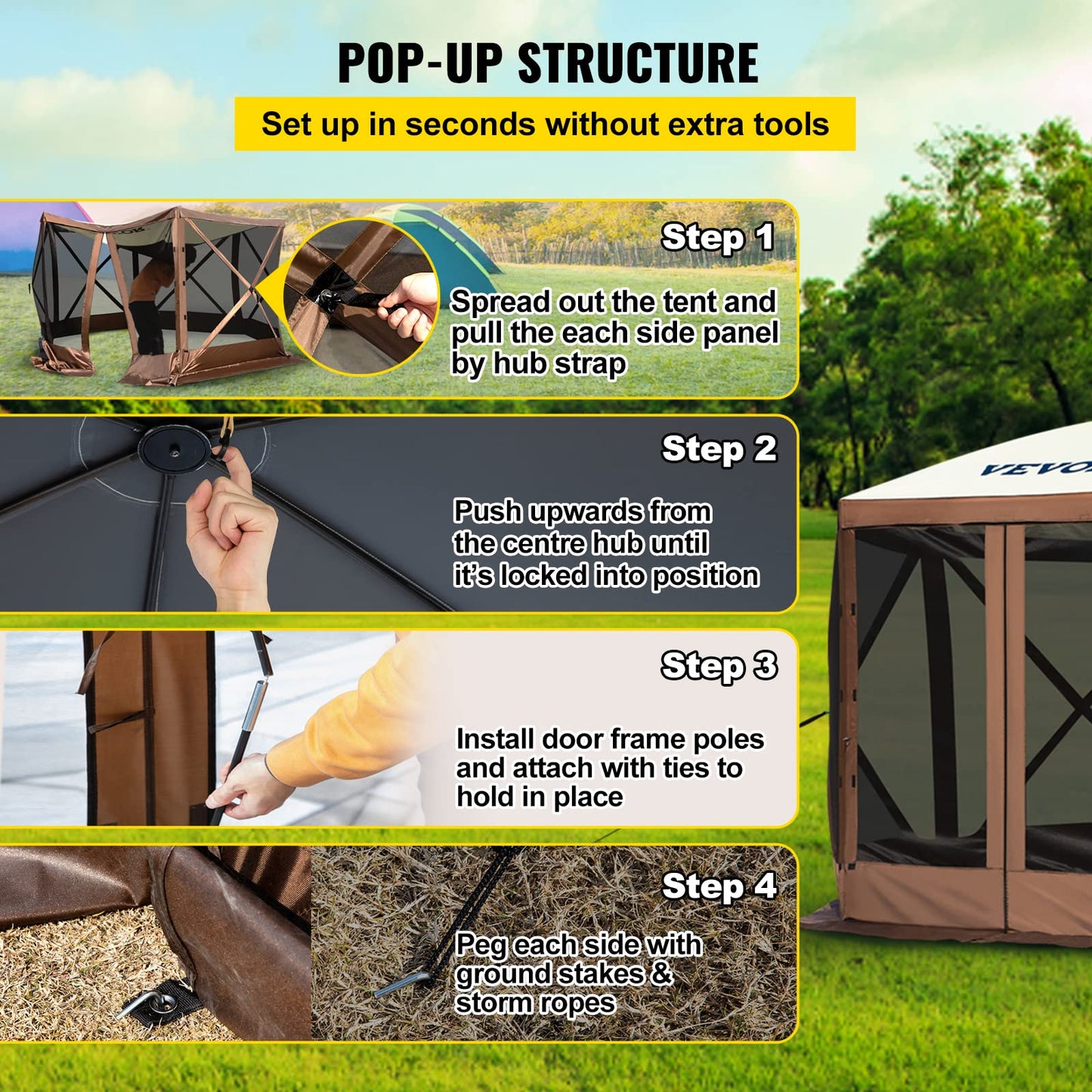 VEVOR Camping Gazebo Tent, 12'x12'