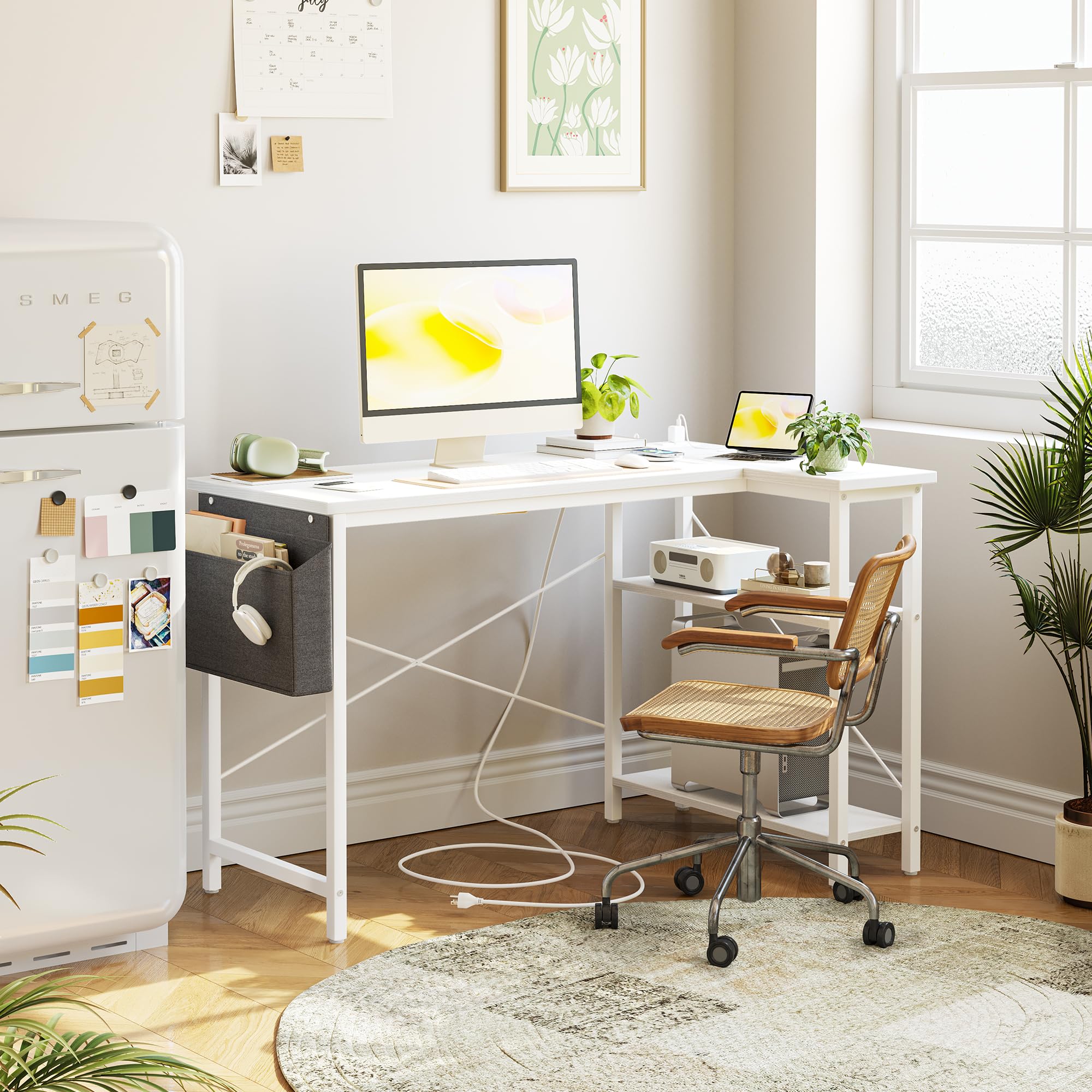 BEXEVUE Computer Desk with Power Outlets - craques