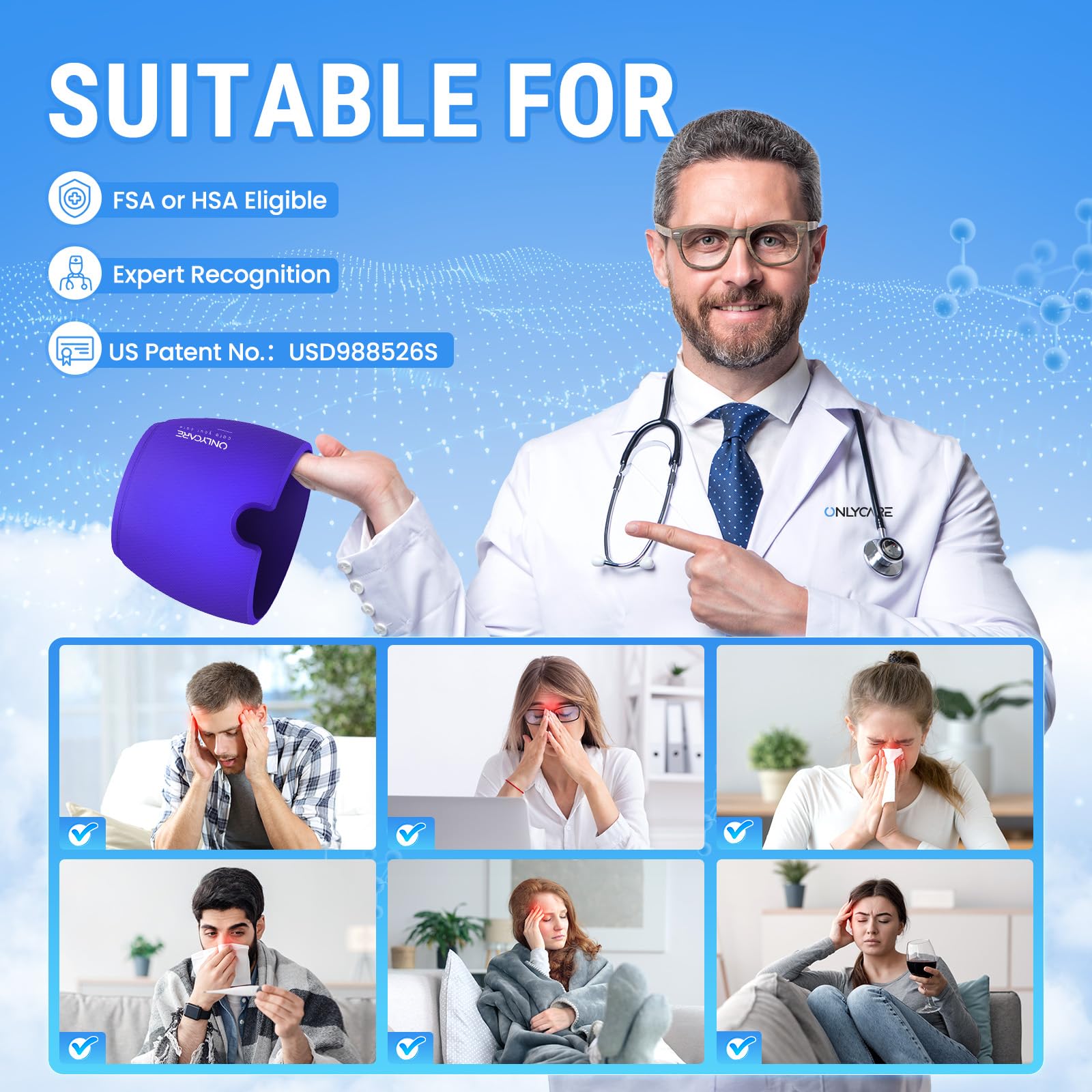 ONLYCARE Migraine Relief Cap Headache Relief Hat ice hat for Migraine - craques