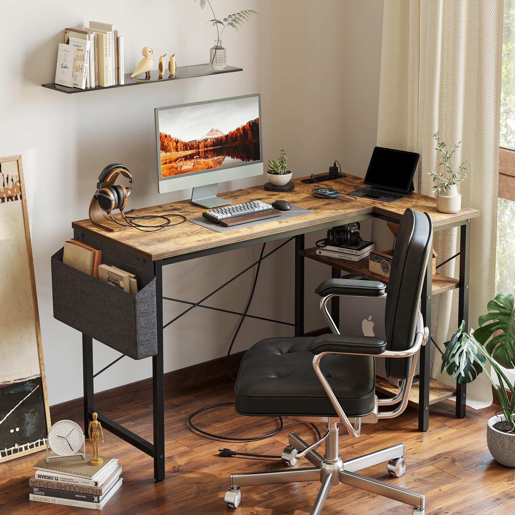 BEXEVUE Computer Desk with Power Outlets - craques