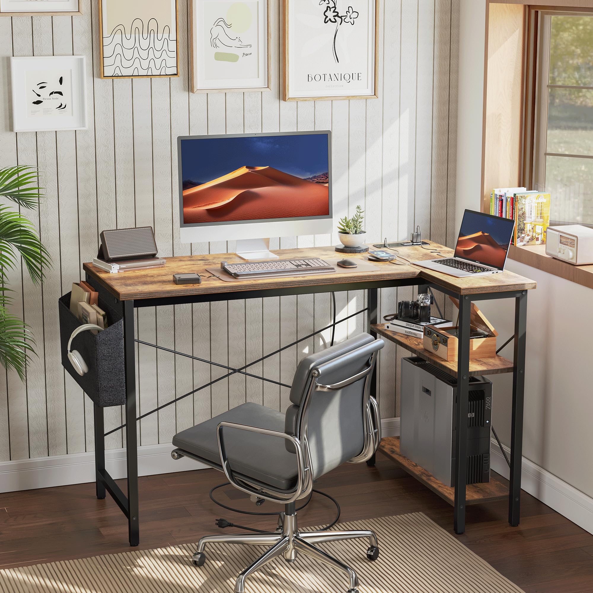 BEXEVUE Computer Desk with Power Outlets - craques