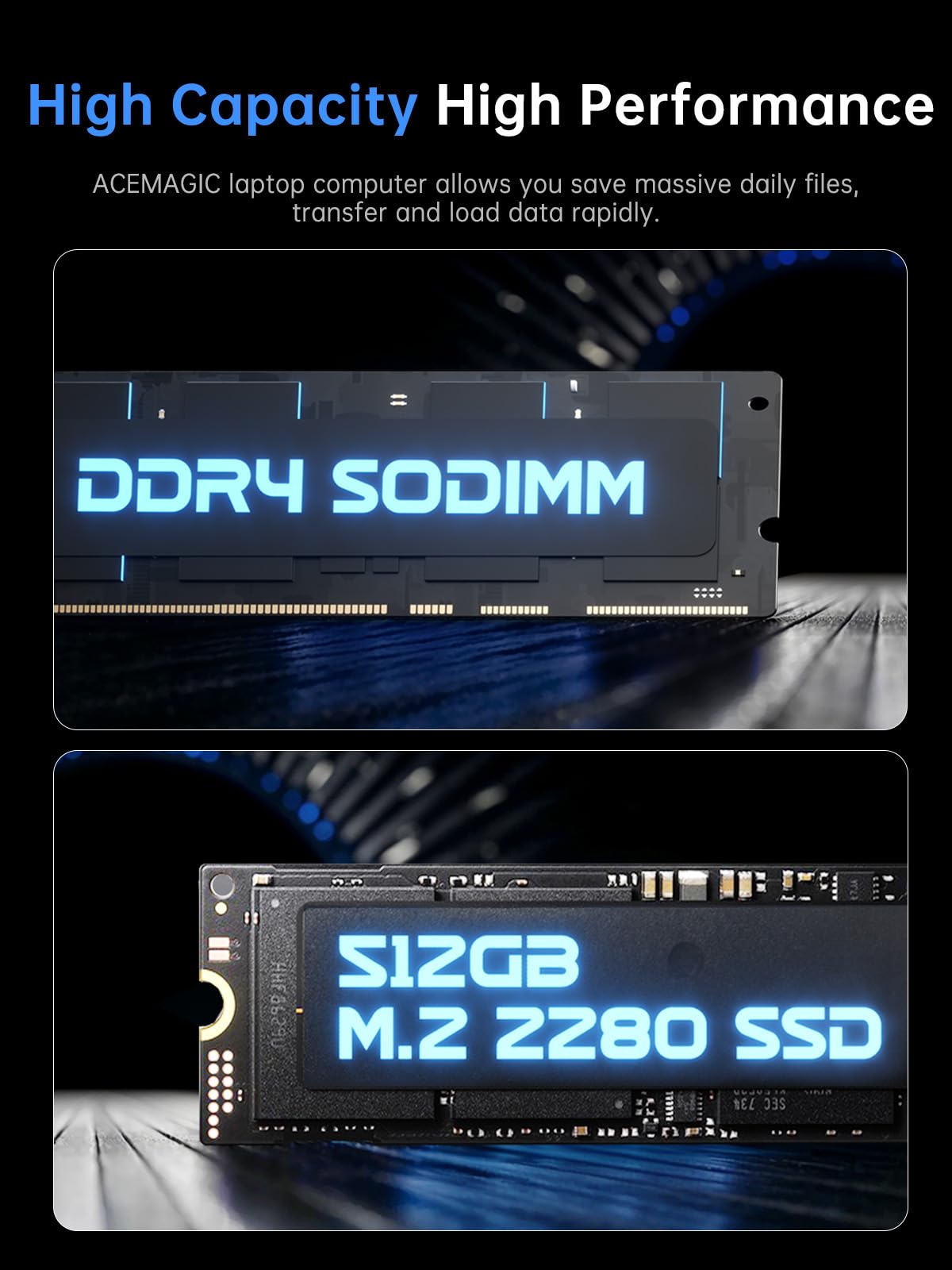 18.5-inch Intel laptop featuring high capacity DDR4 SODIMM RAM and 512GB M.2 Z280 SSD storage