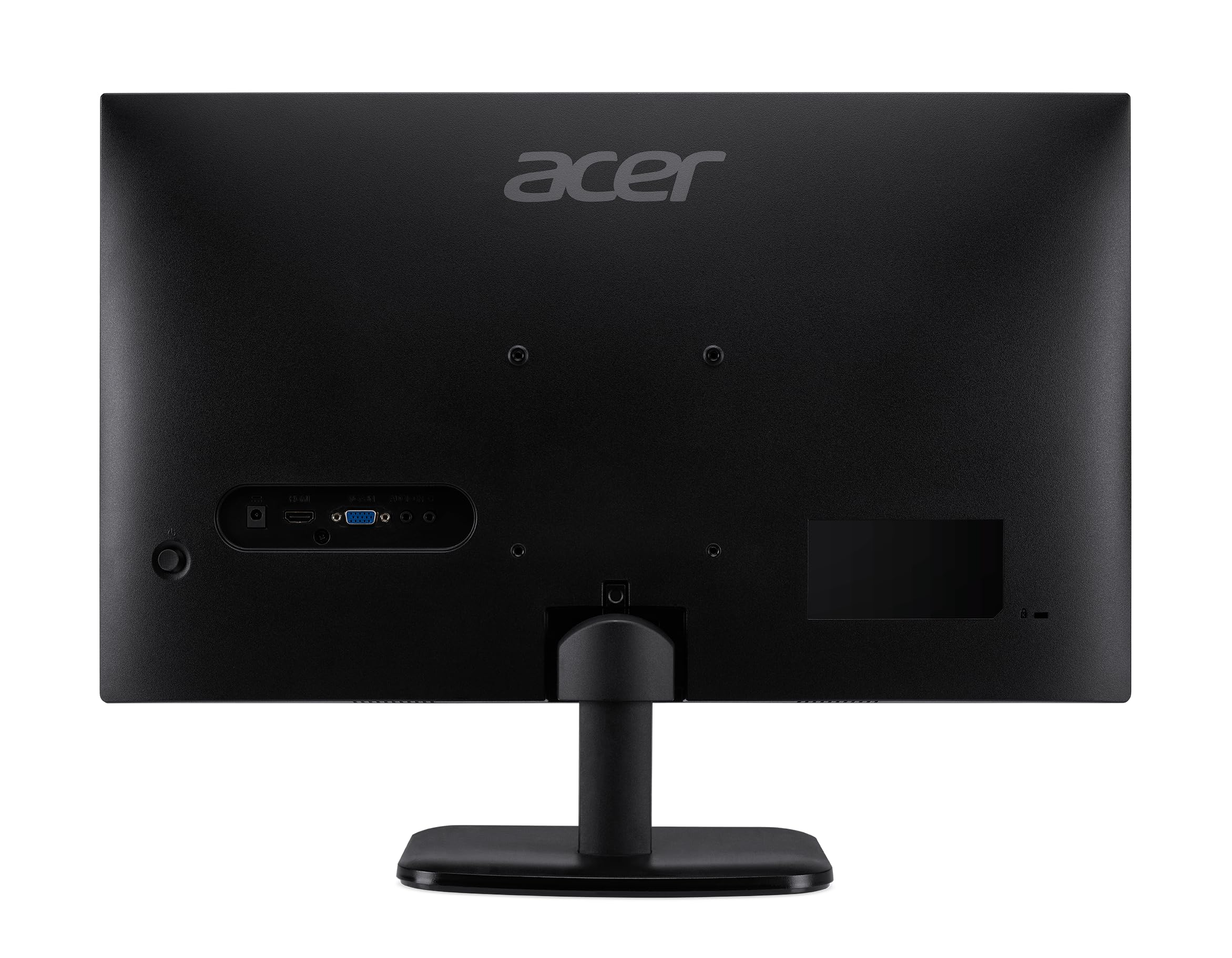 Rear view of Acer 27 inch gaming monitor showing ports and stand in black finish