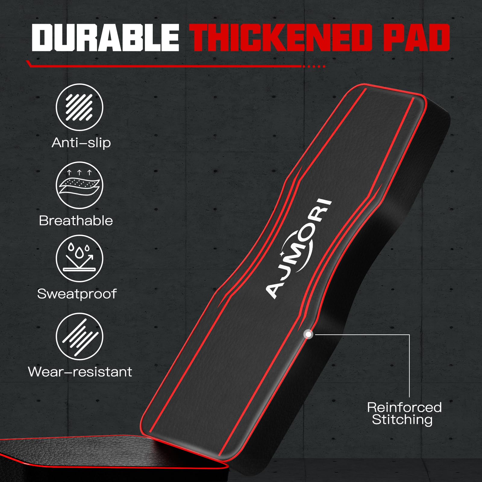 Durable thickened pad with reinforced stitching for adjustable weight bench for home gym by craques