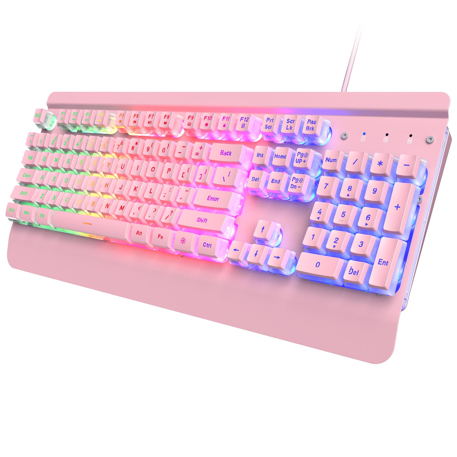 Craques all-metal RGB gaming keyboard with white keys and multi-color backlighting