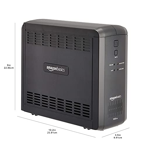 AmazonBasics line interactive UPS 1000VA uninterruptible power supply with black rectangular design