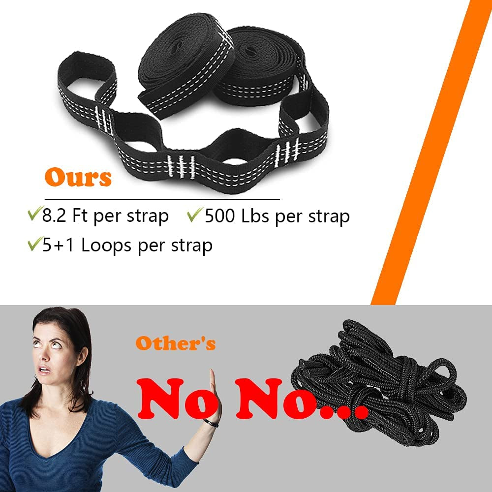 Craques lightweight camping hammock straps with 8.2 ft length and 500 lbs capacity per strap