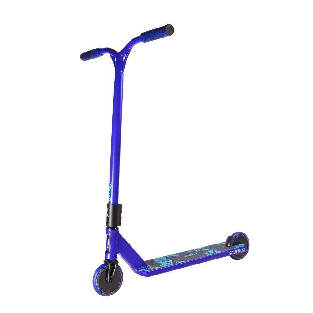 Antics Eclipse complete scooter in blue with black grips and graphic deck by Antics by North Scooters
