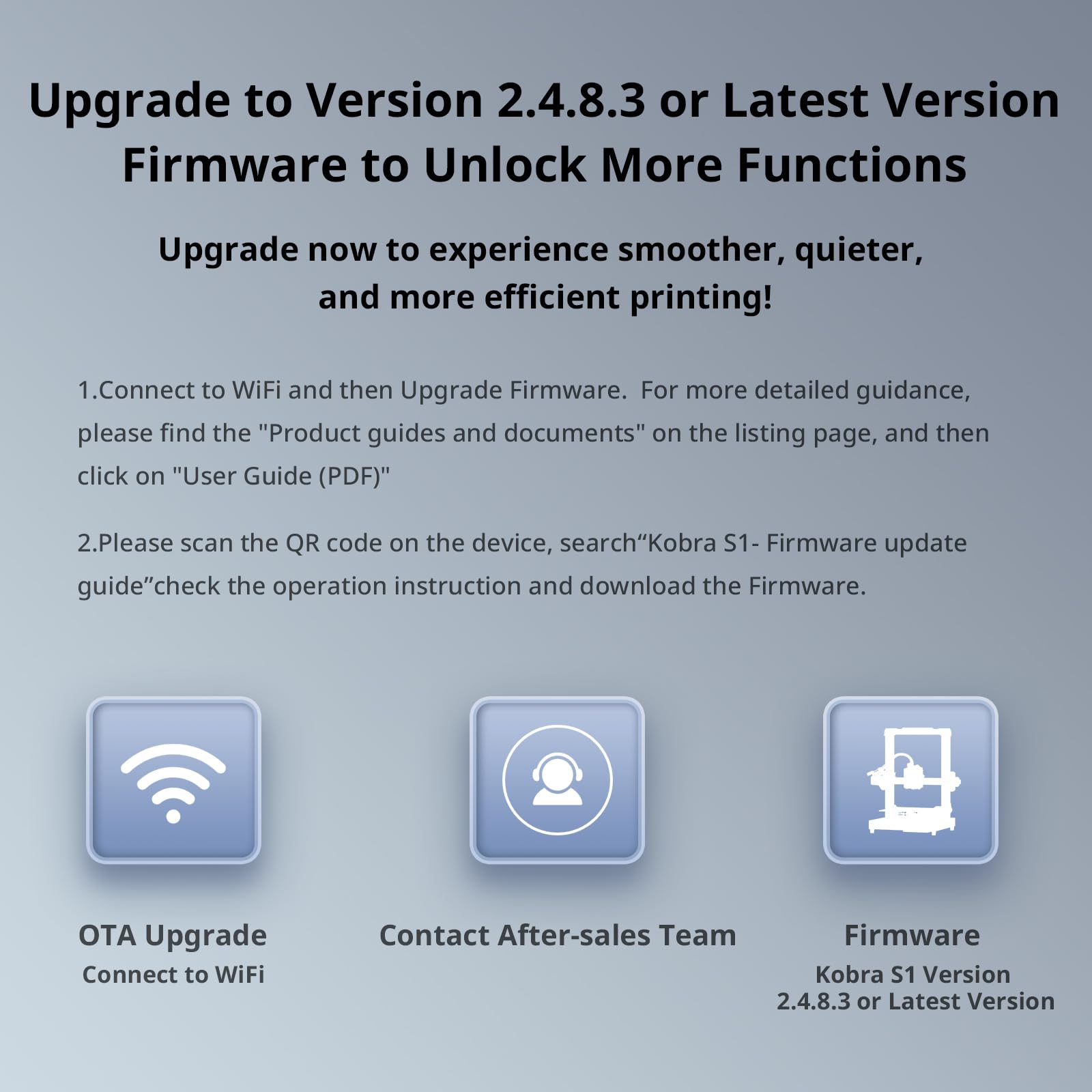 Anycubic Kobra S1 3D printer firmware update instructions for upgrading to version 2.4.8.3 or latest