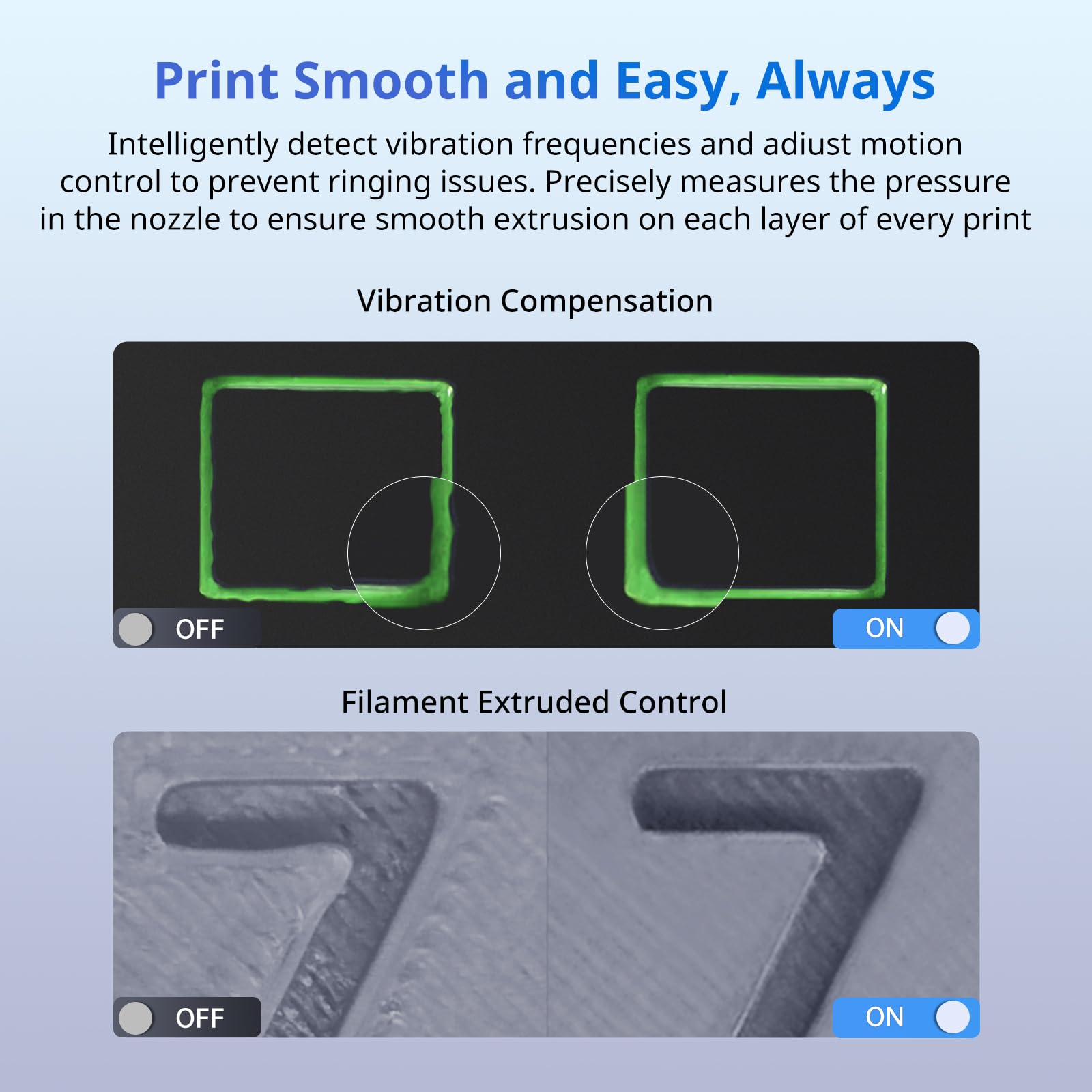 Anycubic Kobra S1 3D printer features vibration compensation and filament extruded control for smooth and precise printing