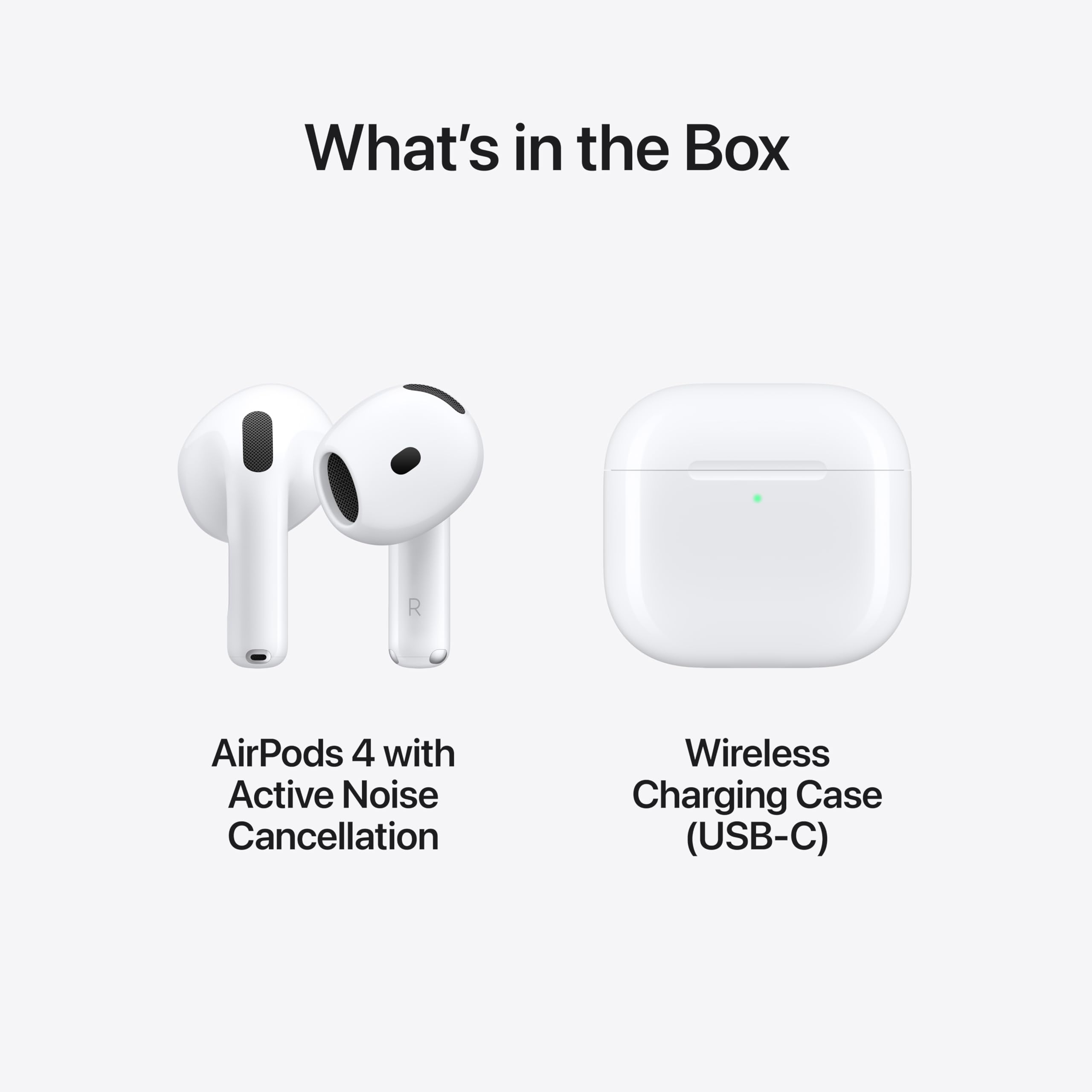 Apple AirPods 4 wireless earbuds with active noise cancellation and wireless charging case USB-C