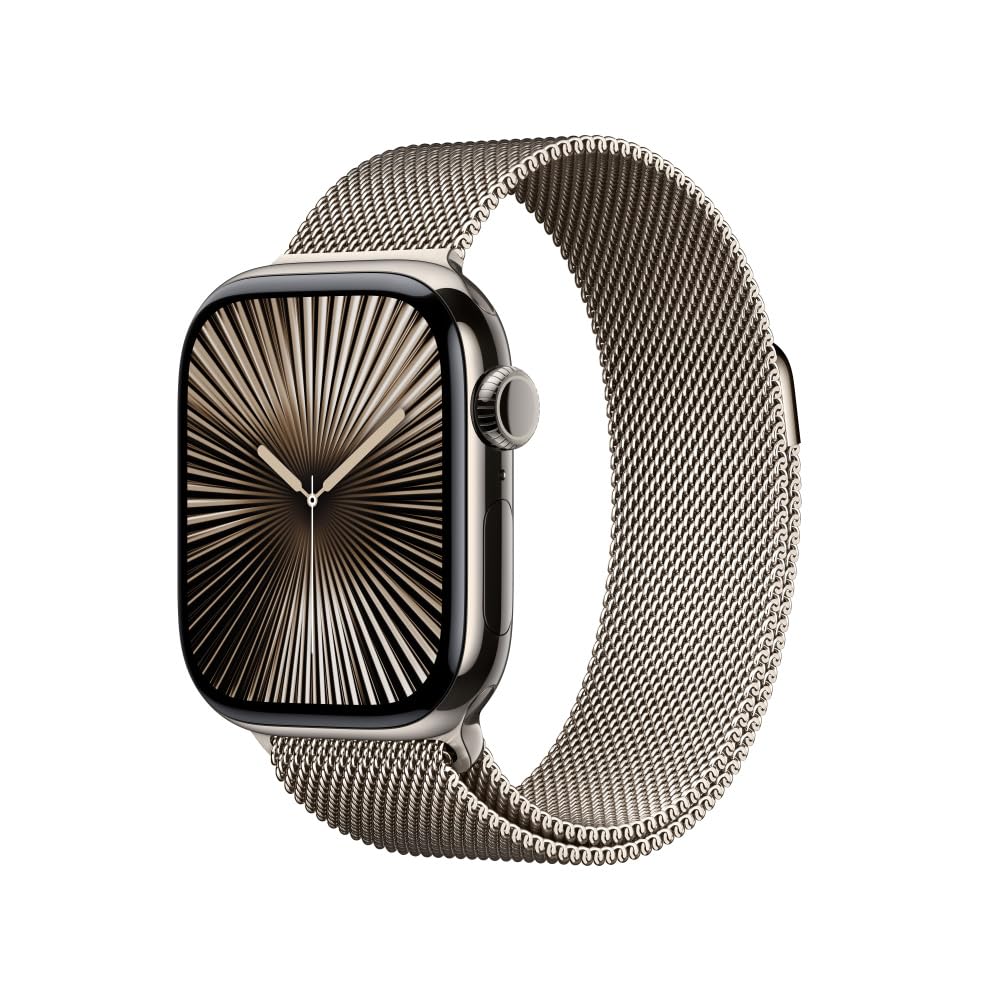 Apple Watch Series 10 GPS with stainless steel mesh band and modern digital display
