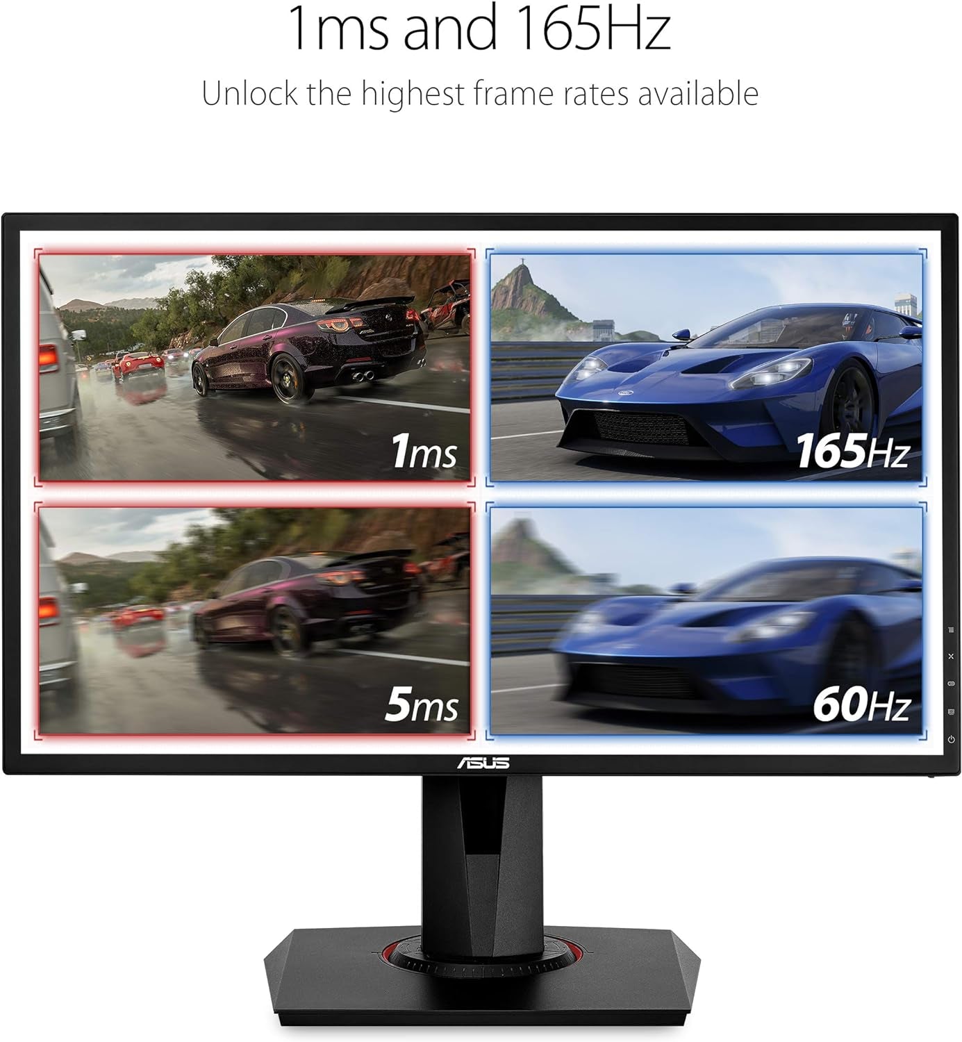 24 inch G-SYNC gaming monitor by craques displaying 1ms response time and 165Hz refresh rate for smooth gameplay