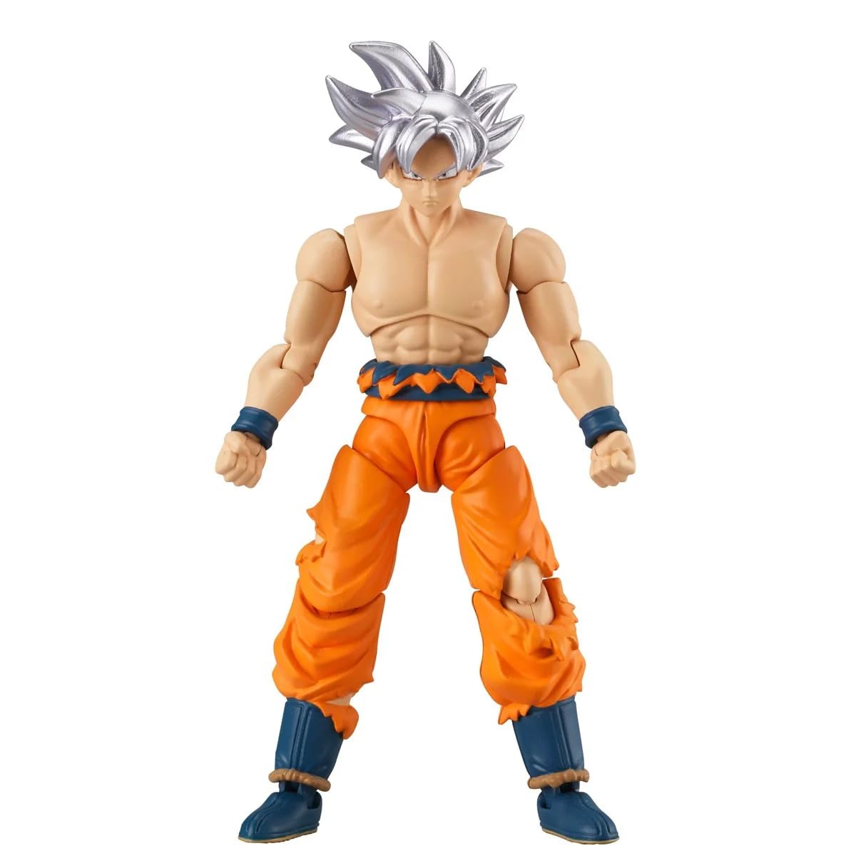 Craques Dragon Ball Super action figure with silver hair and orange torn pants detailed muscle design