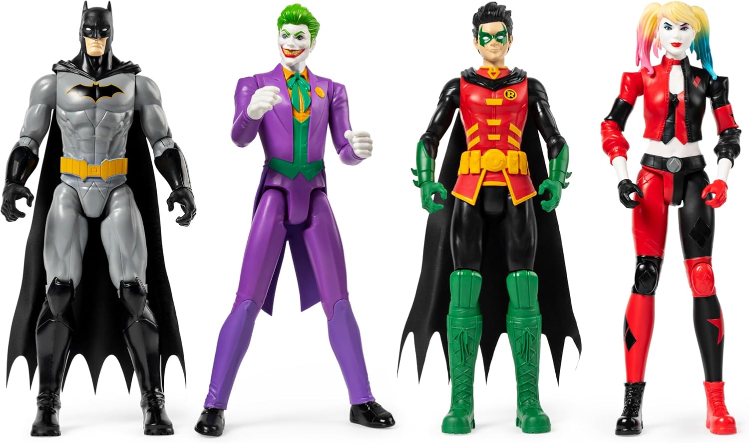 Batman 12 inch action figure set by craques featuring Batman Joker Robin and Harley Quinn figures