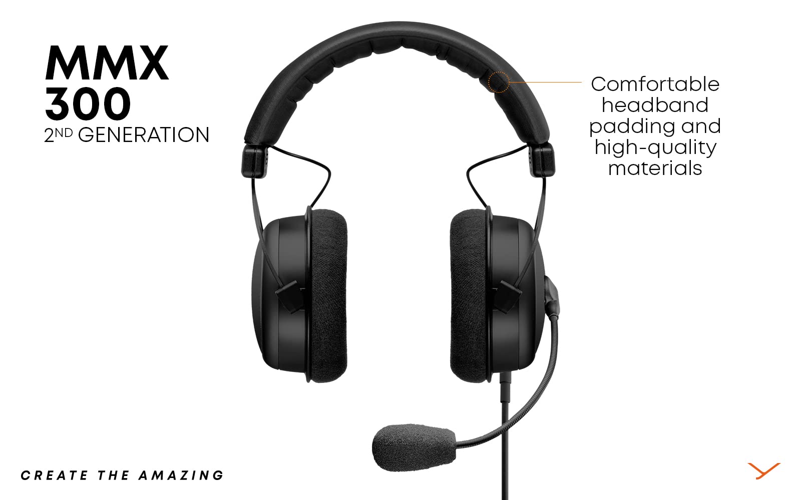 beyerdynamic MMX 300 PRO gaming headset with comfortable headband padding and high-quality materials