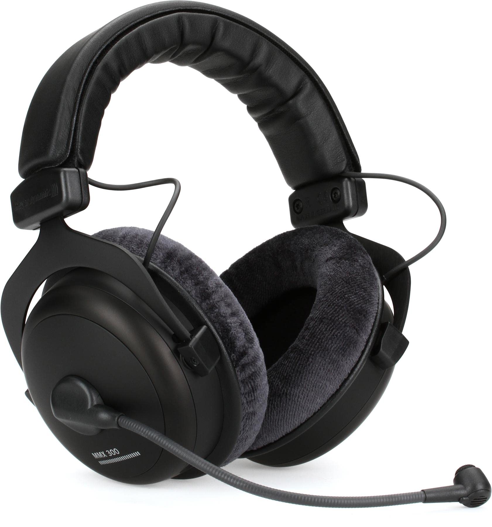 Black beyerdynamic MMX 300 PRO gaming headset with padded ear cups and adjustable microphone