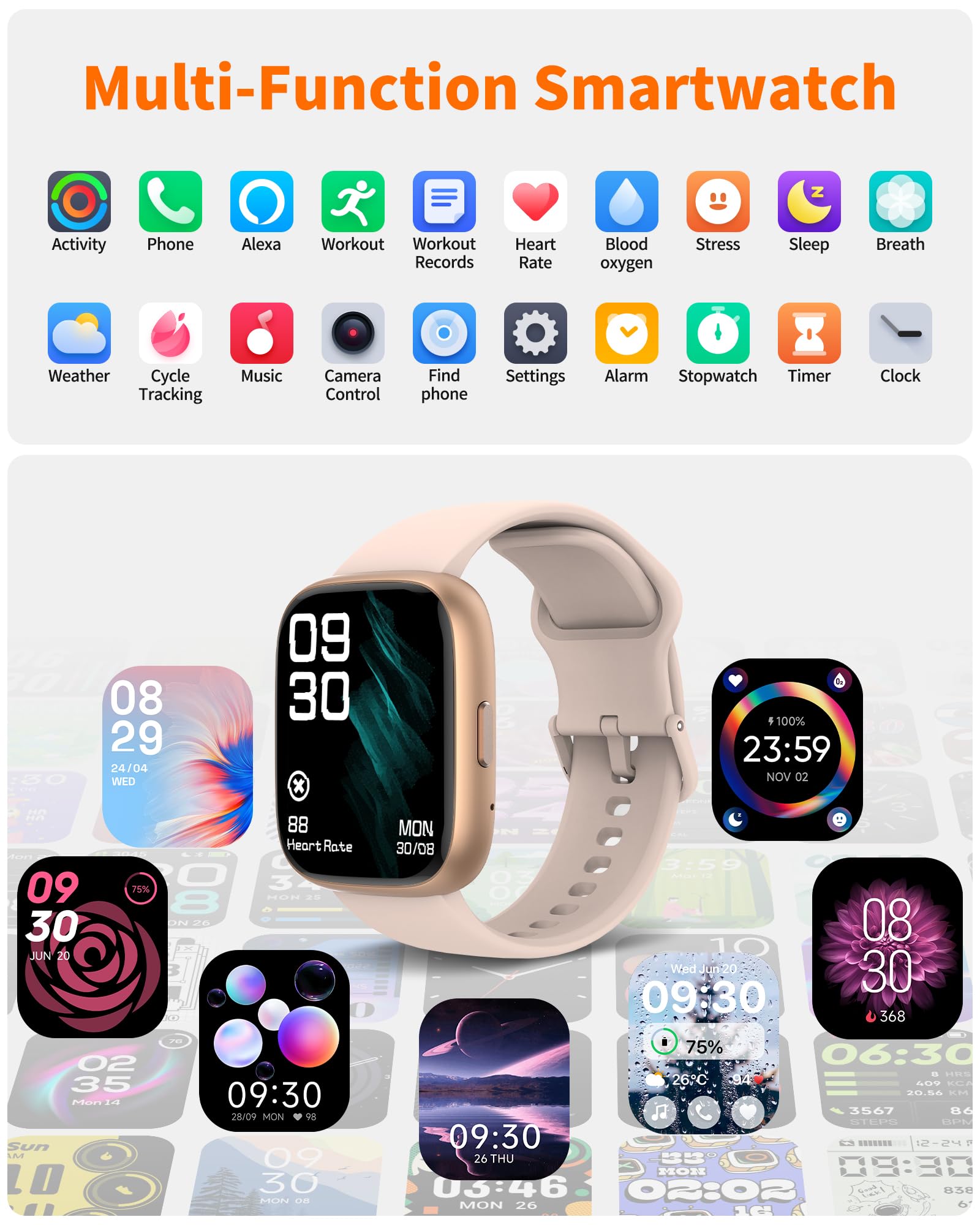 Craques bluetooth calling smart watch with multi-function display and health tracking features