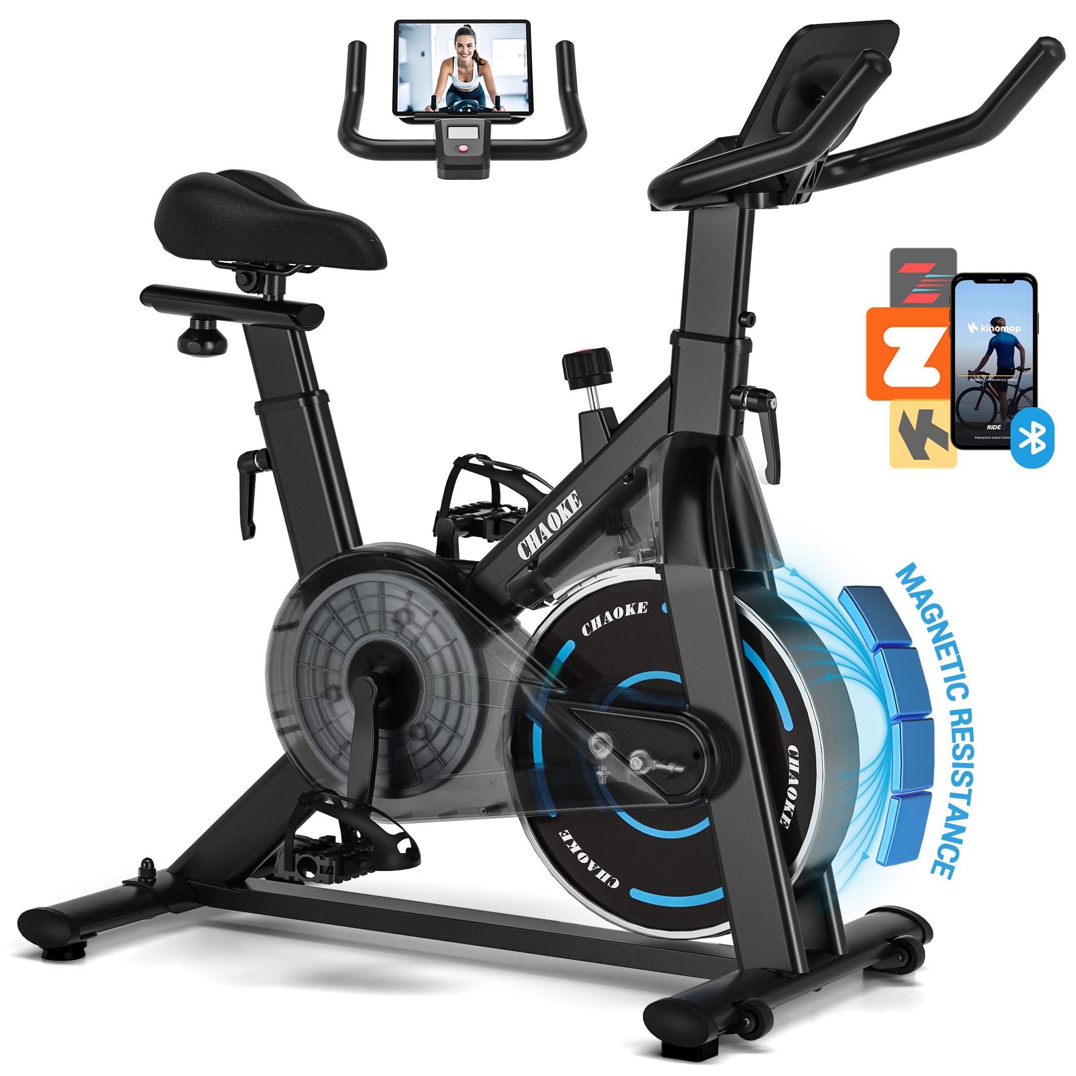 Craques magnetic resistance exercise bike with adjustable seat and digital screen for home workouts