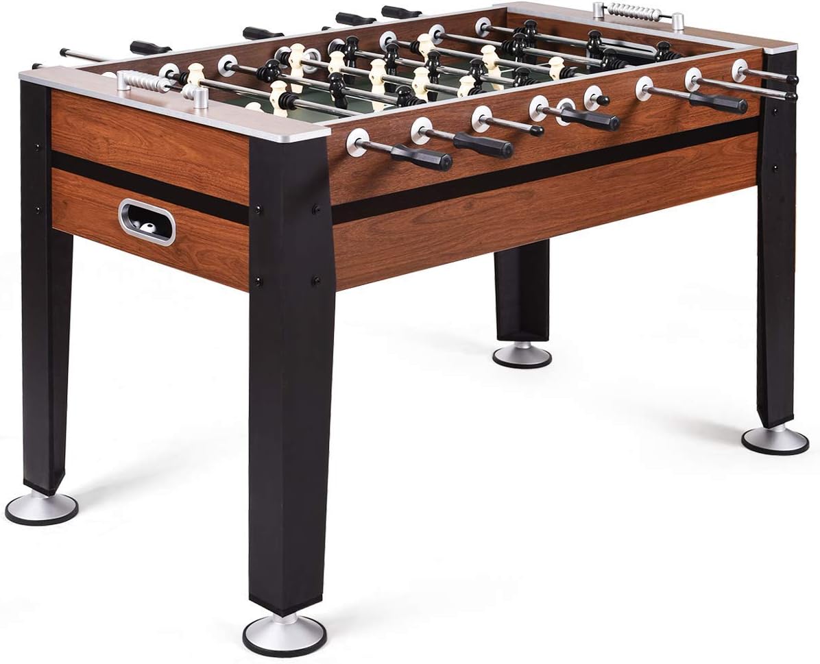 Craques 54 inch foosball table with wooden finish and black legs for indoor game rooms