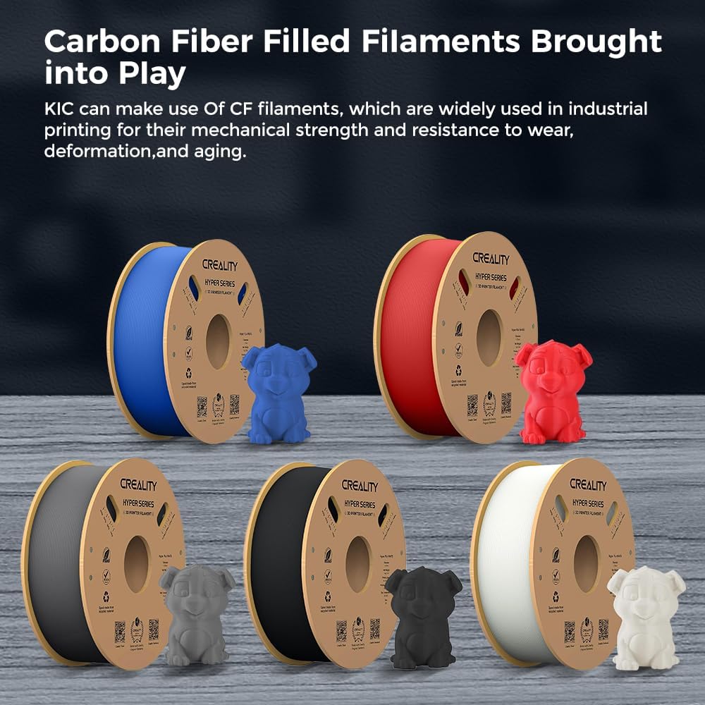 Carbon fiber filled filaments in blue red black gray and white colors for Creality K1C 3D printer industrial use