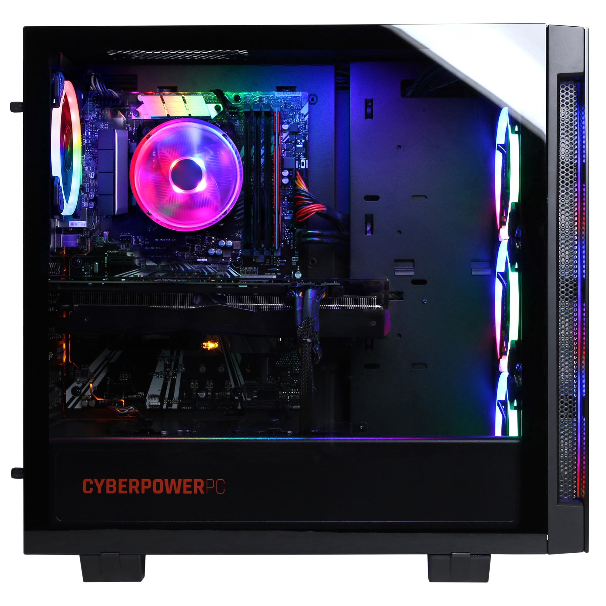 Craques high performance gaming pc with transparent side panel and colorful RGB cooling fans