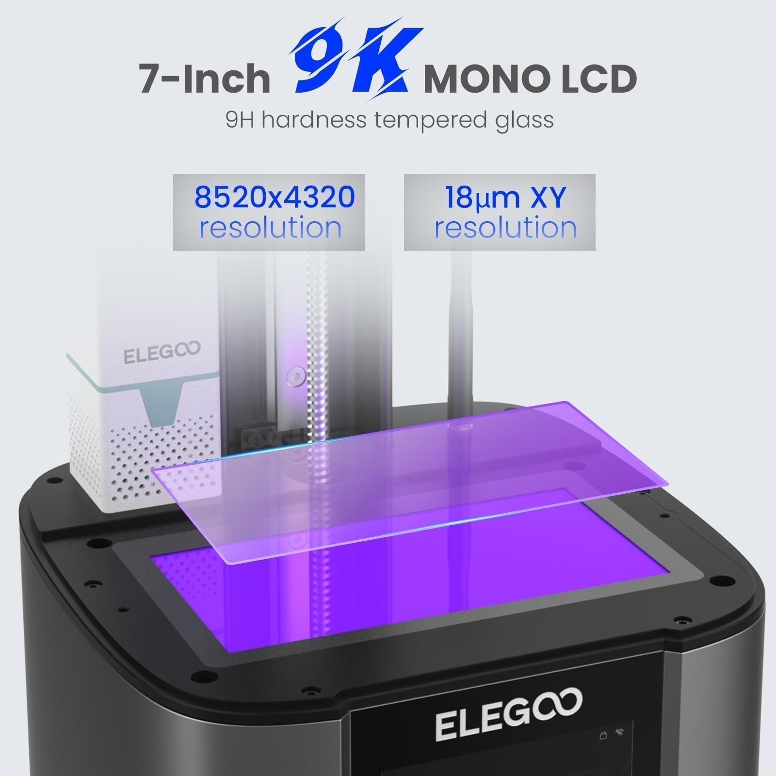 ELEGOO Mars 4 MSLA 3D printer 7-inch 9K Mono LCD screen with 8520 by 4320 resolution and 18 micrometer XY resolution