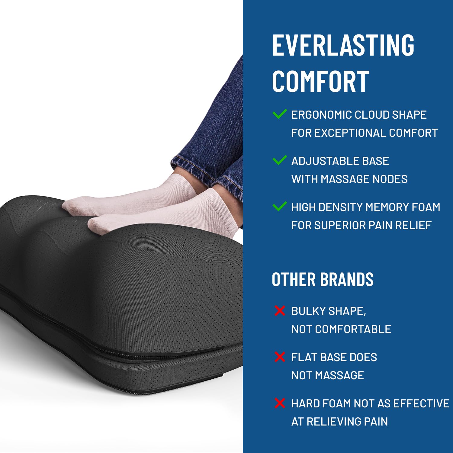 Craques ergonomic foot rest for office with adjustable base and high density memory foam for comfort