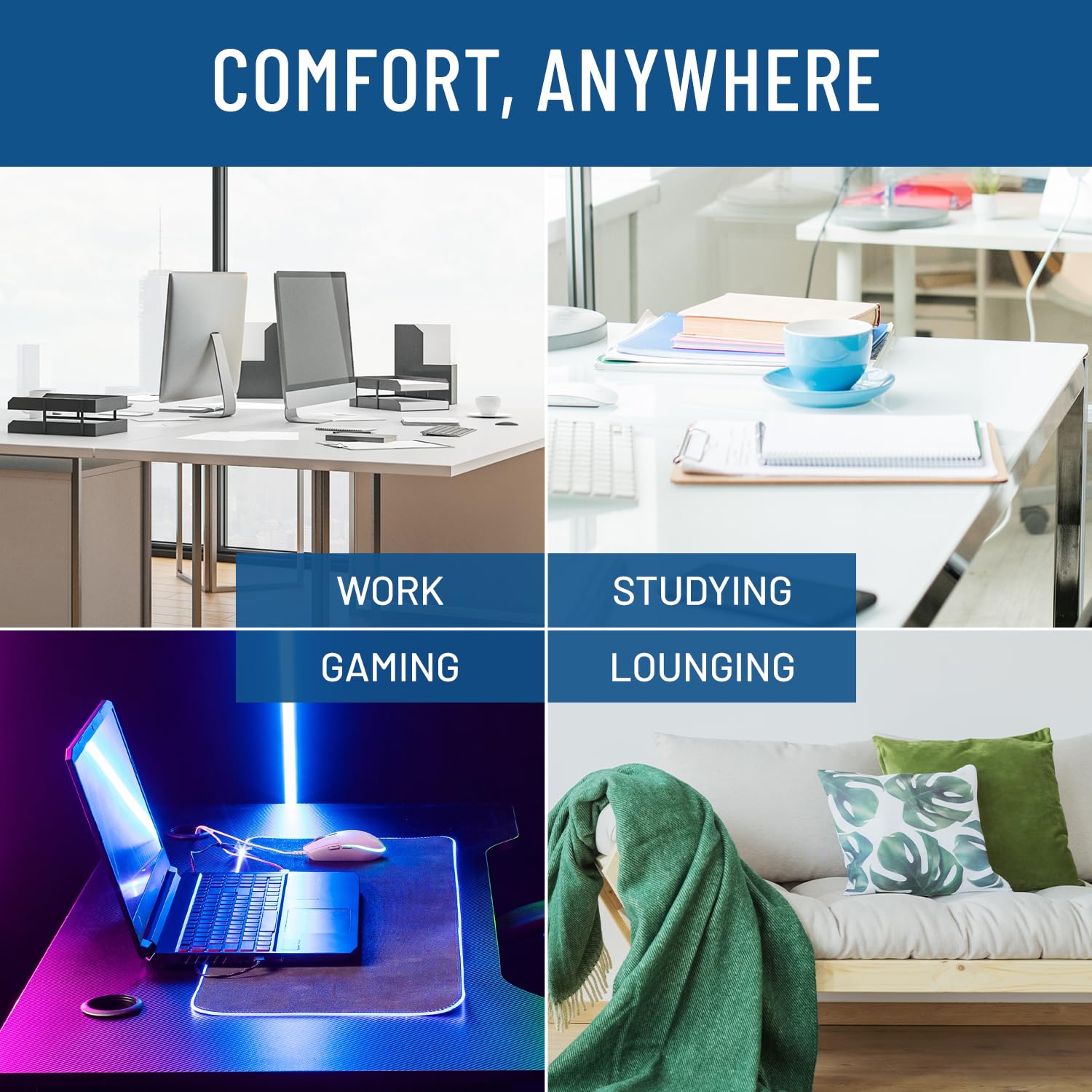 Ergonomic foot rest for office enhancing comfort during work studying gaming and lounging