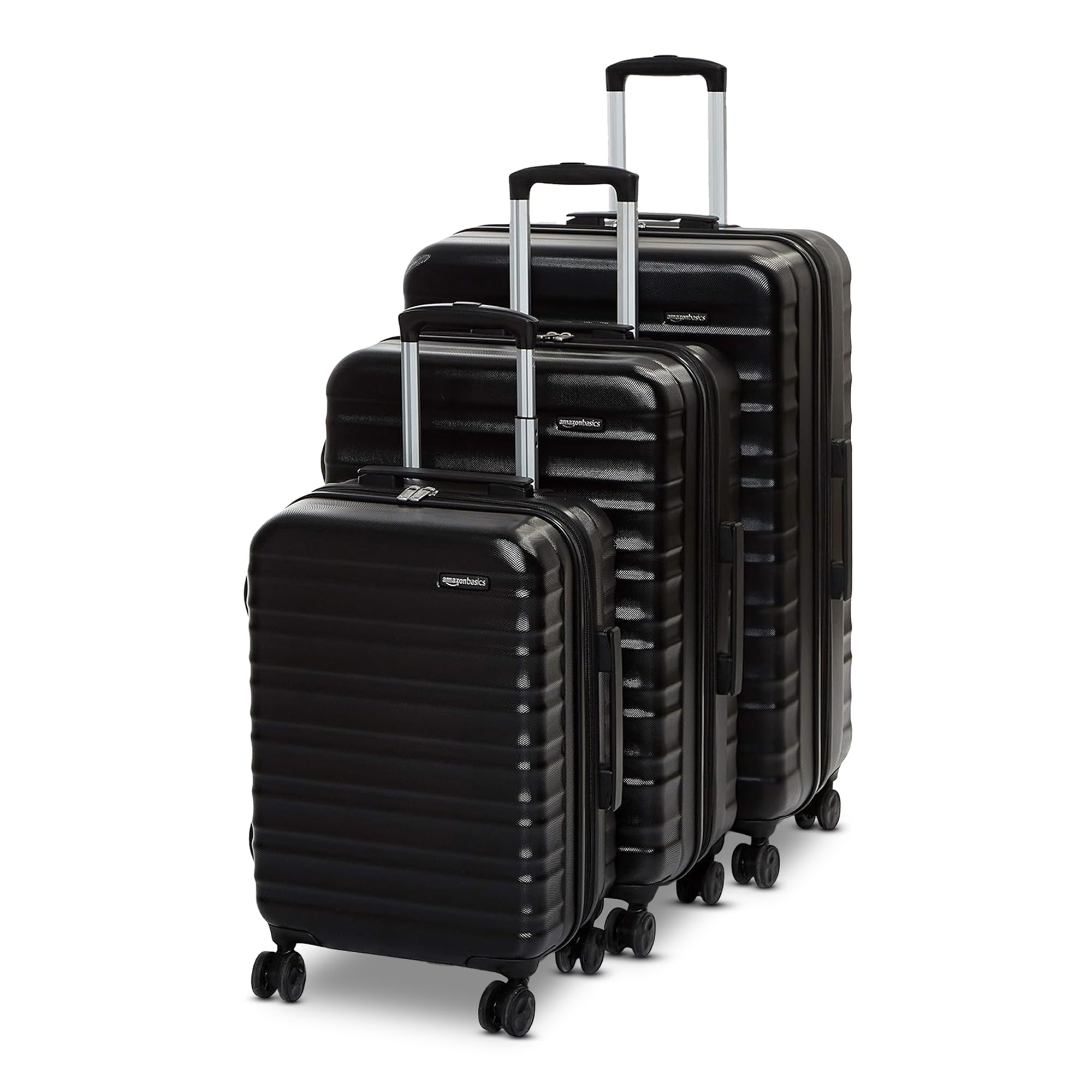 Craques black expandable hardshell luggage set with telescoping handles and spinner wheels