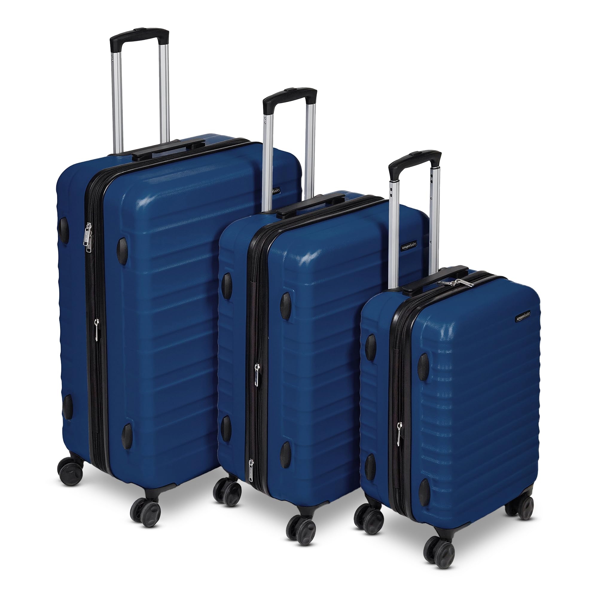 Craques expandable hardshell luggage set in blue with telescoping handles and spinner wheels
