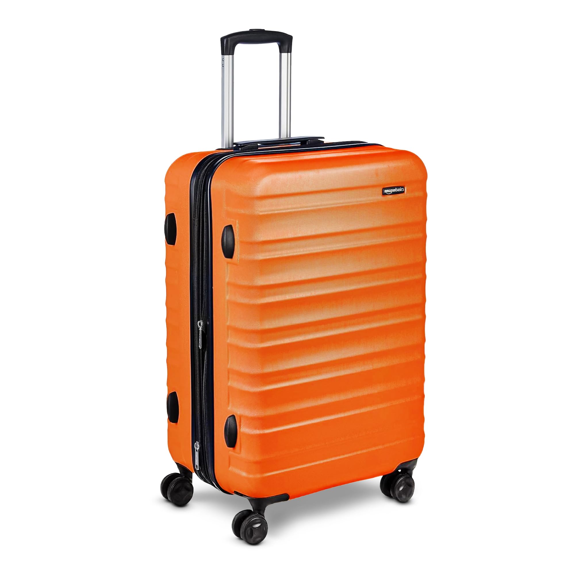 Orange expandable hardshell luggage set with four spinner wheels and telescopic handle by craques