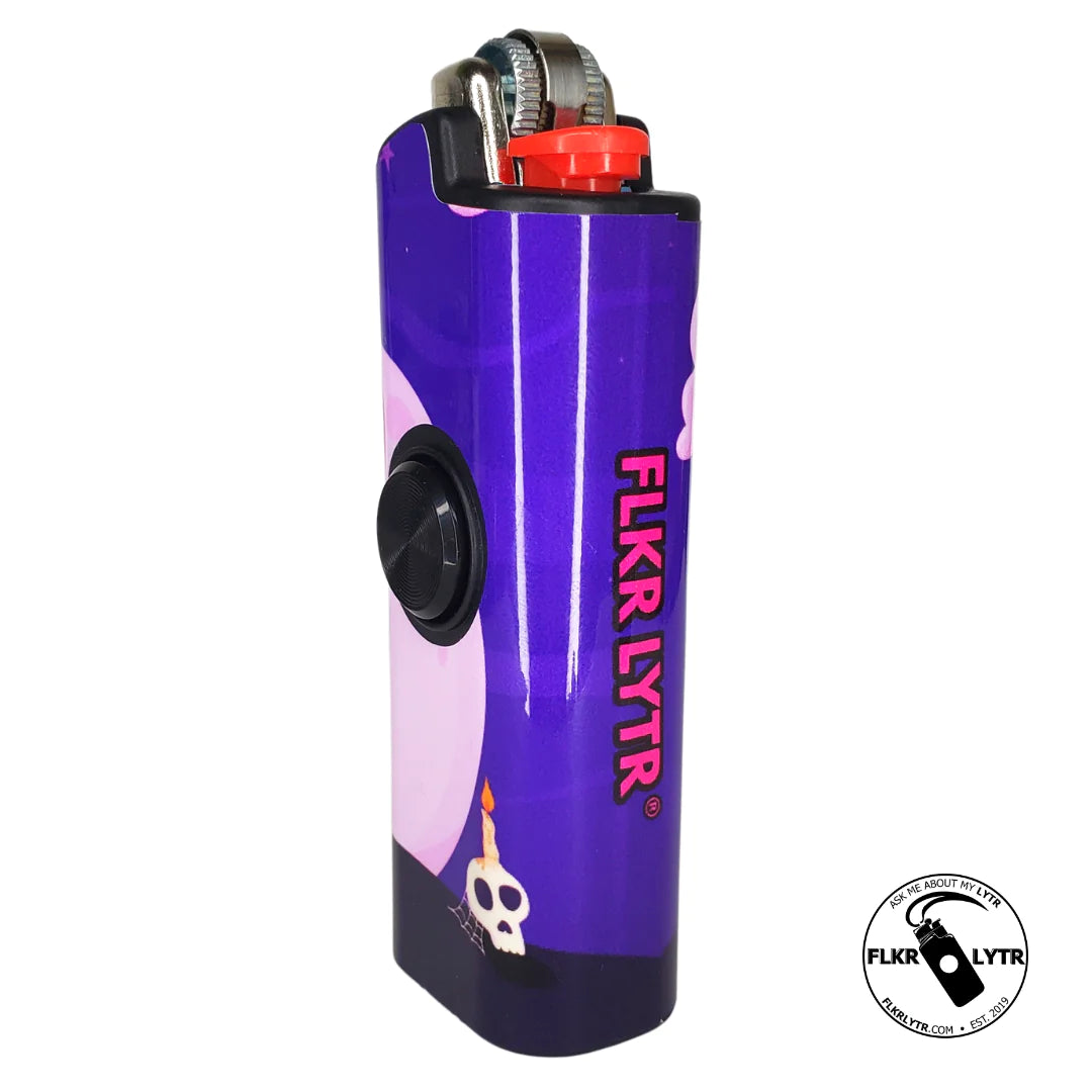 Limited edition squid game lighter by craques in purple with skull and candle design