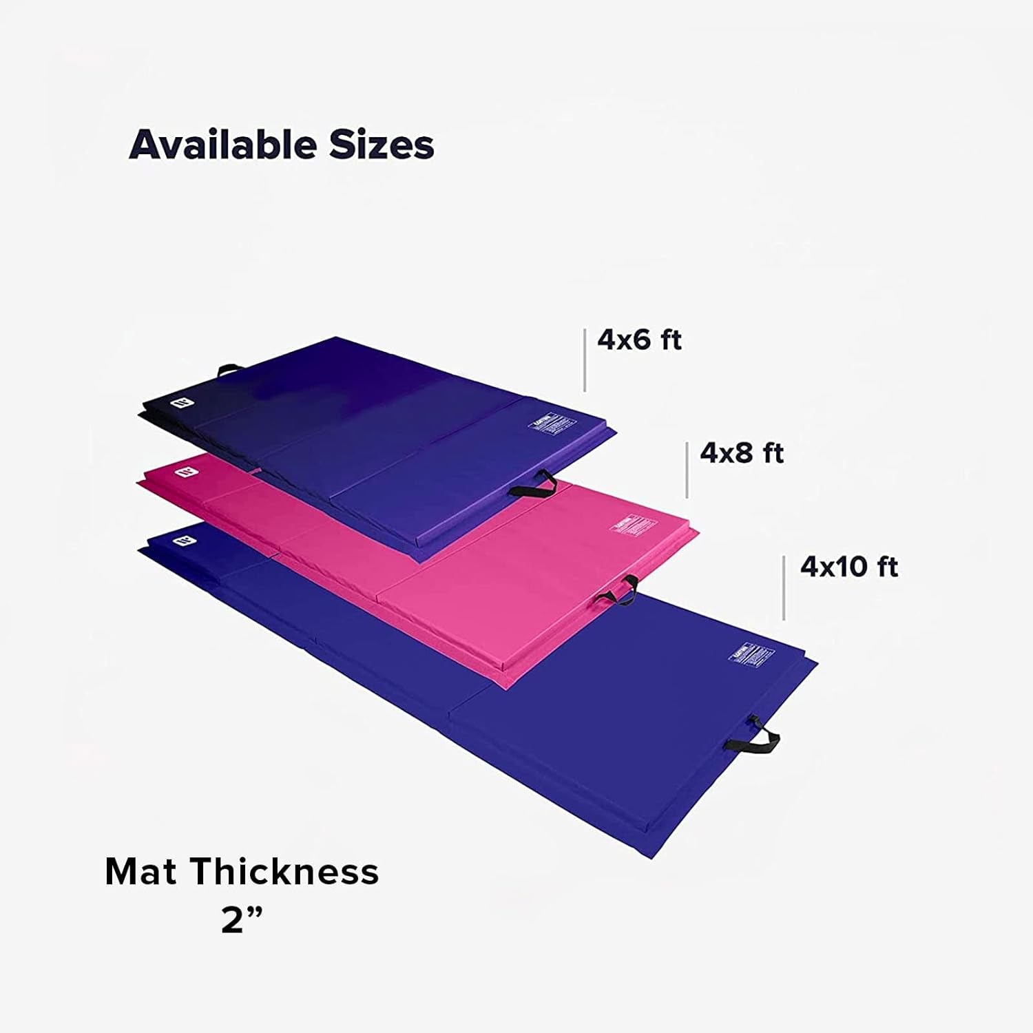 Craques foldable exercise mat for home shown in three sizes 4x6 ft pink and blue colors with 2 inch thickness