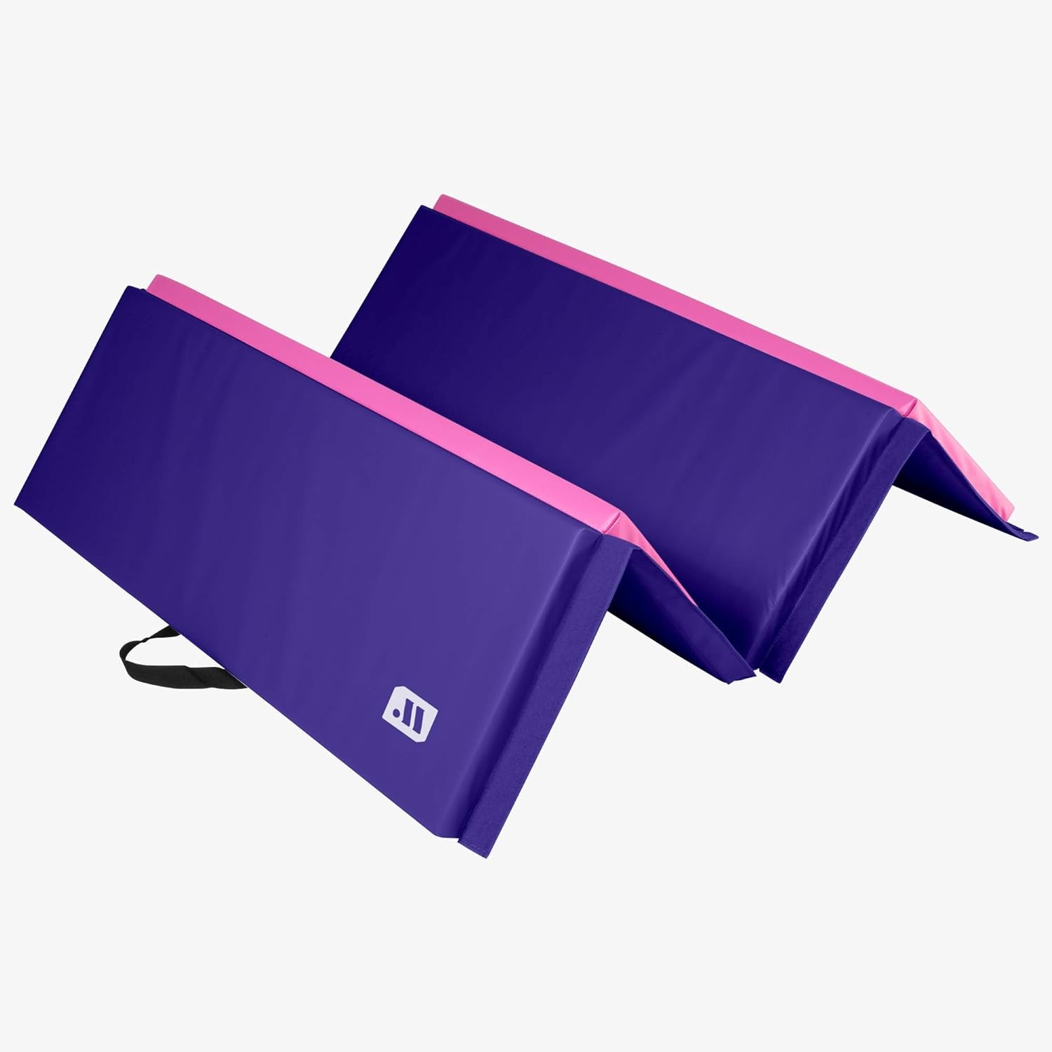 Craques foldable exercise mat for home in purple and pink with carrying handle and tri-fold design