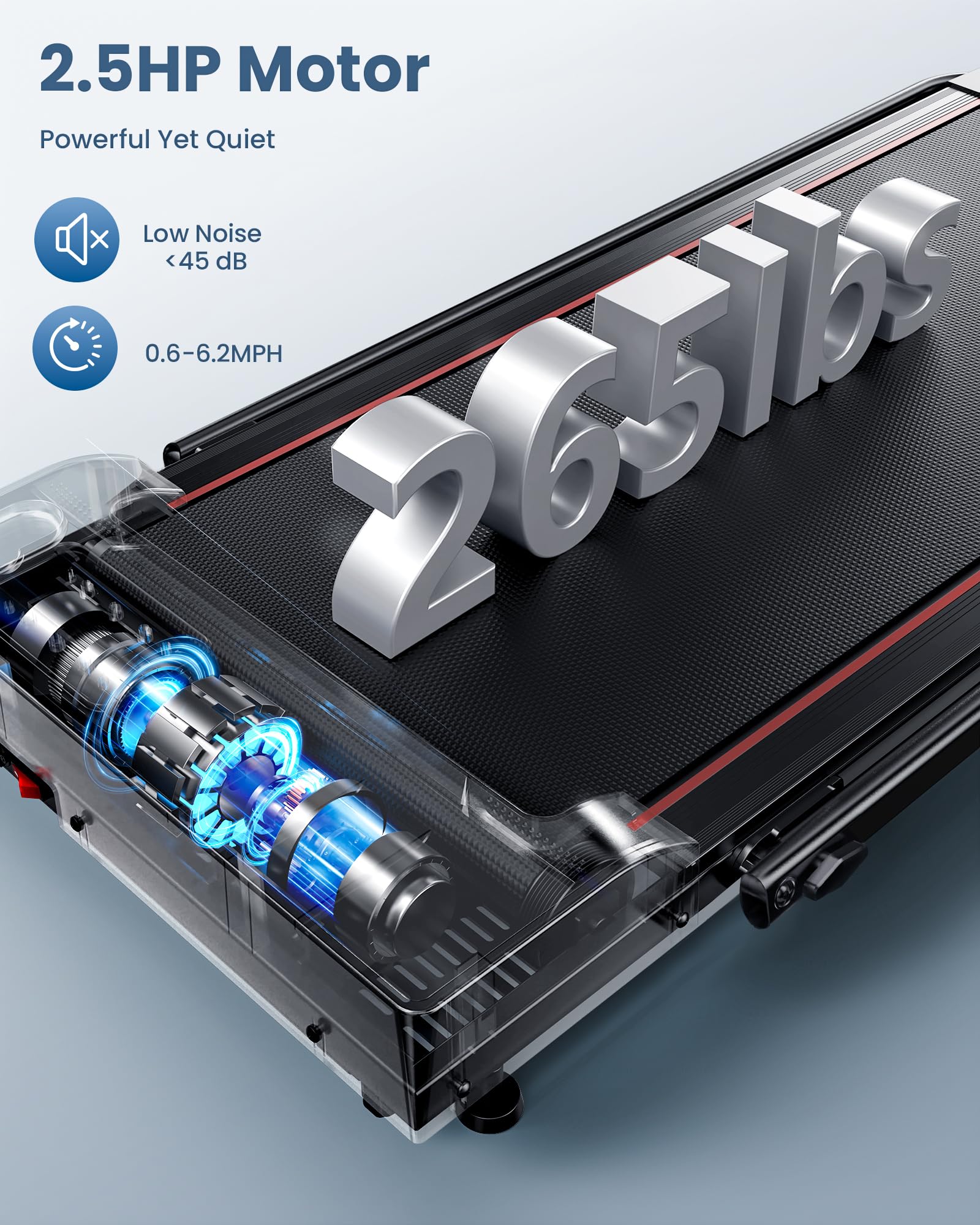 Craques foldable walking pad with handle bar featuring a powerful 2.5HP motor and low noise design