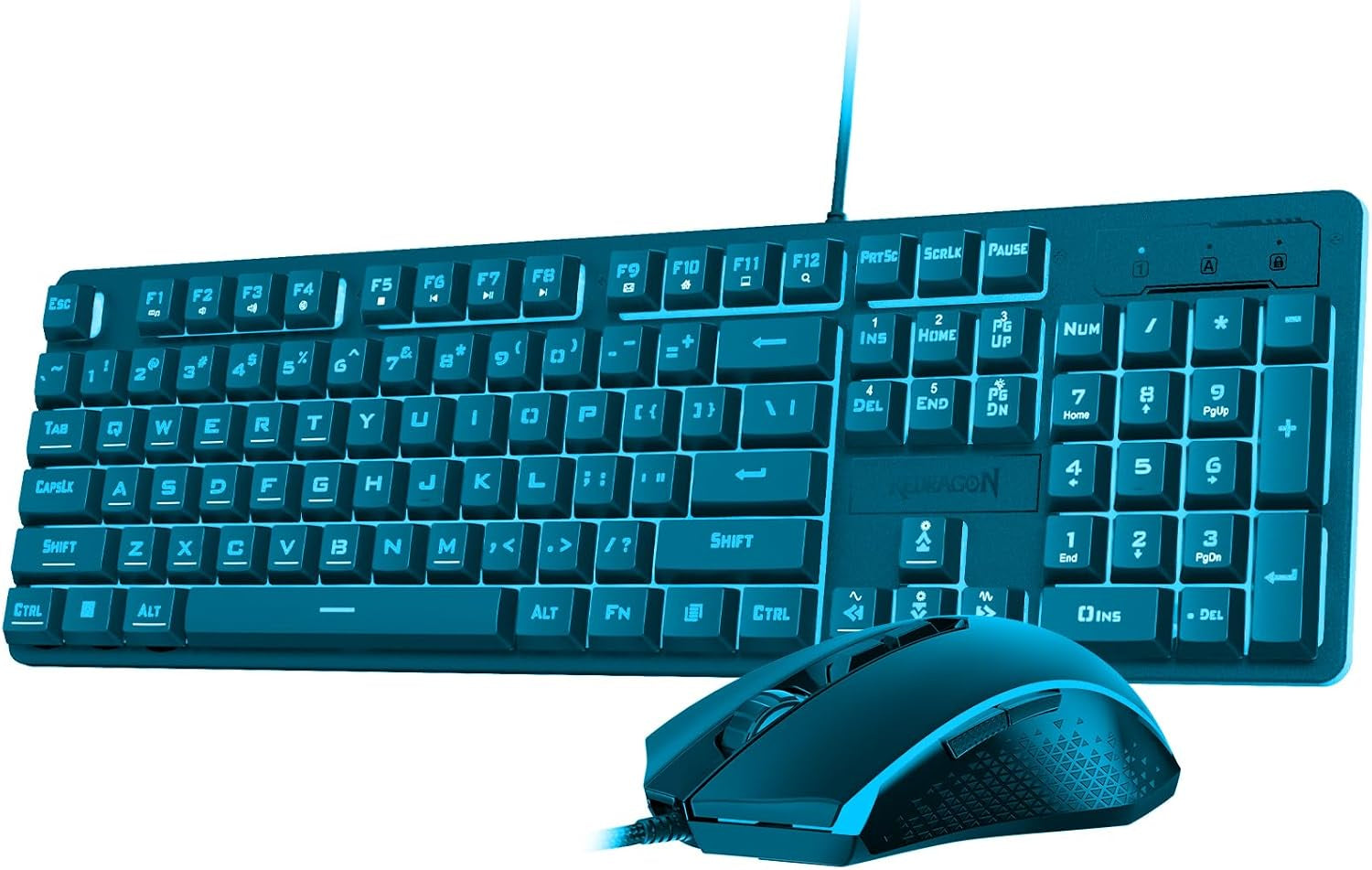 Craques wired gaming keyboard and mouse combo in black with blue backlight keys